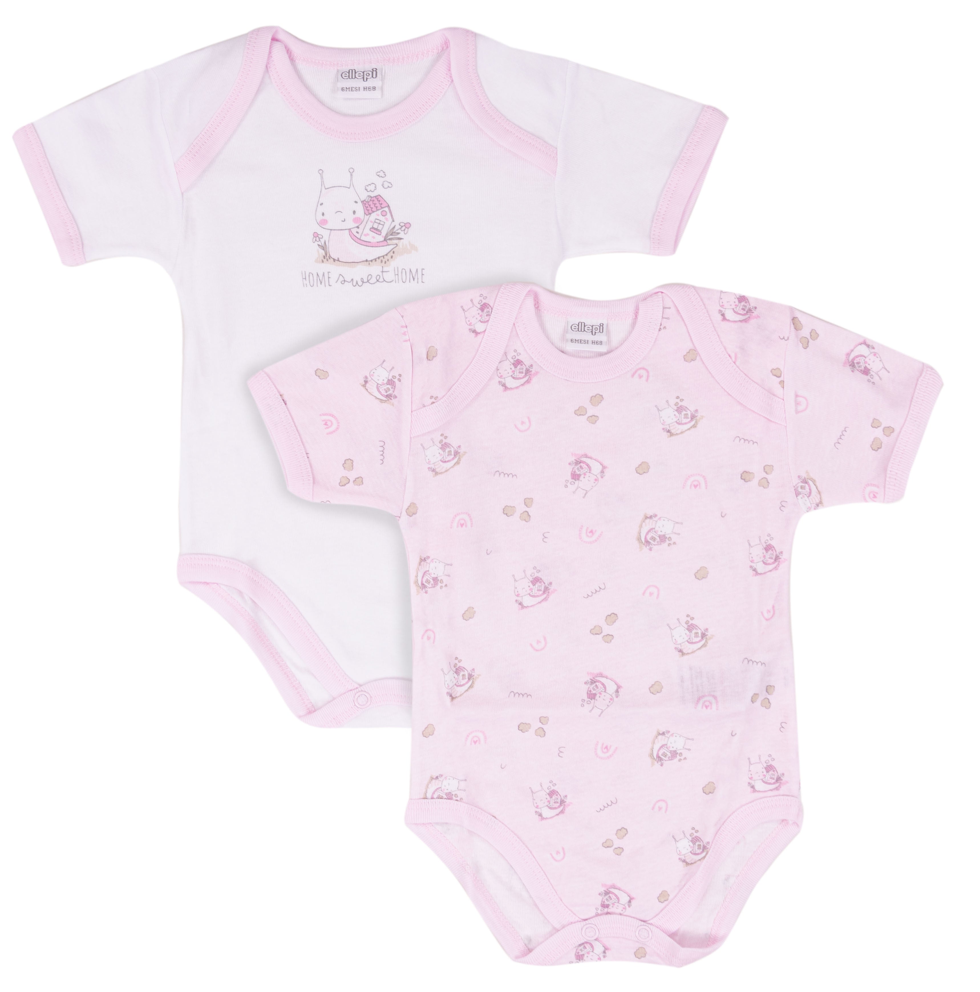 Set 6 Body Neonato Scollo Americano in Cotone Oeko-Tex Grafica "Lumachina"