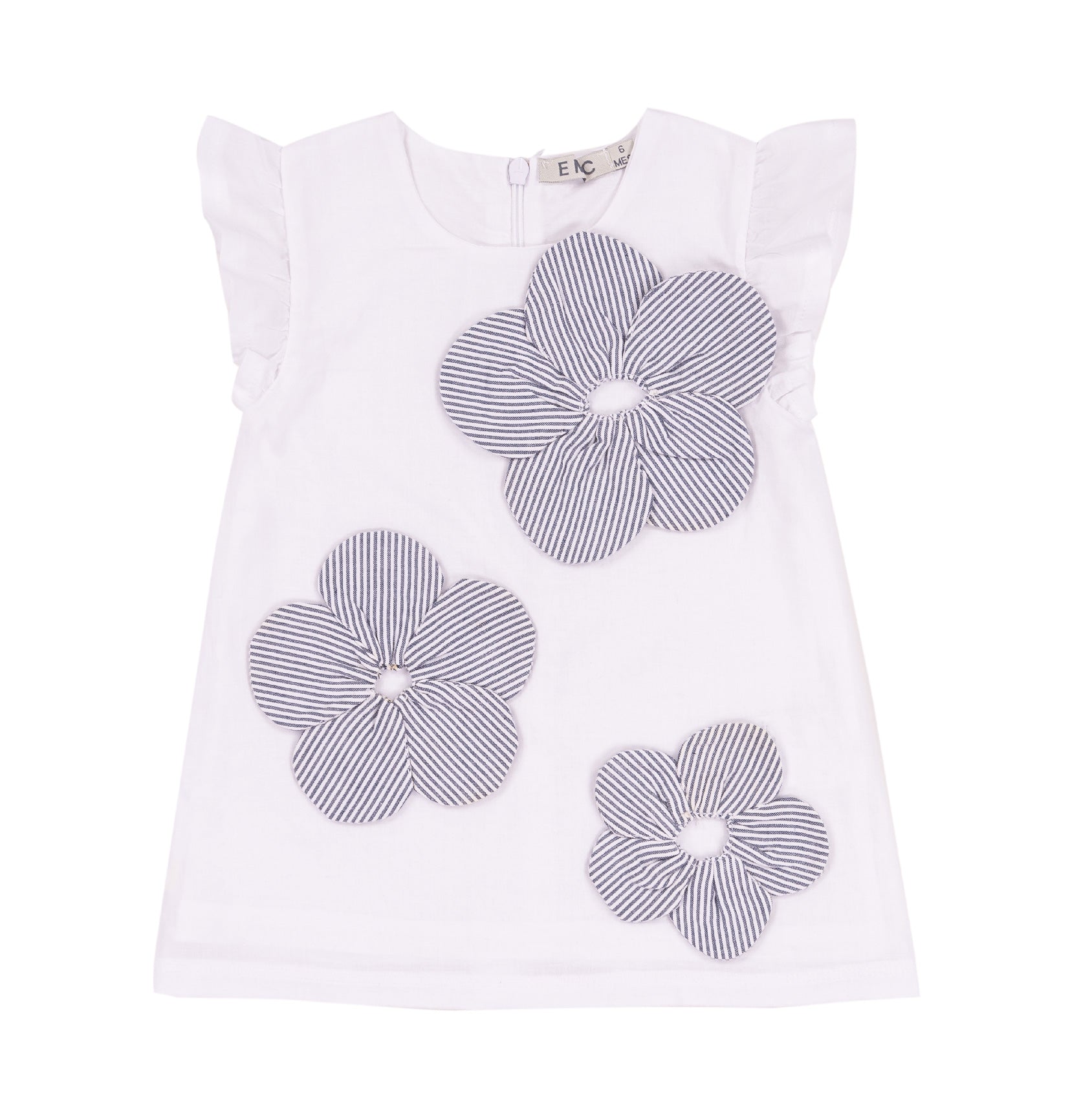 Vestito Bimba EMC Bianco con Maxi Fiori a Righe
