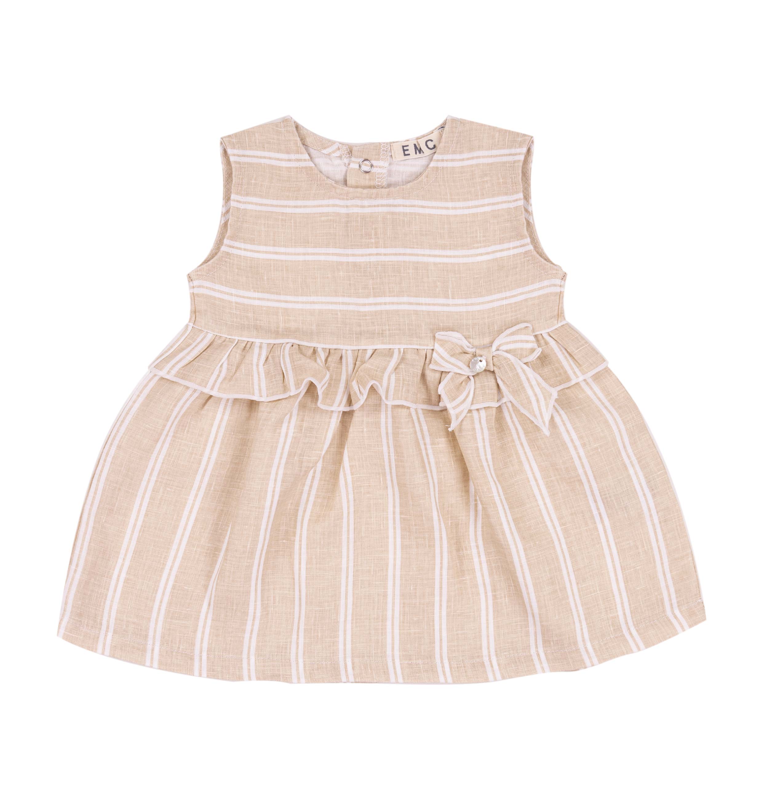 Vestito Bimba EMC a Righe Beige e Fiocco