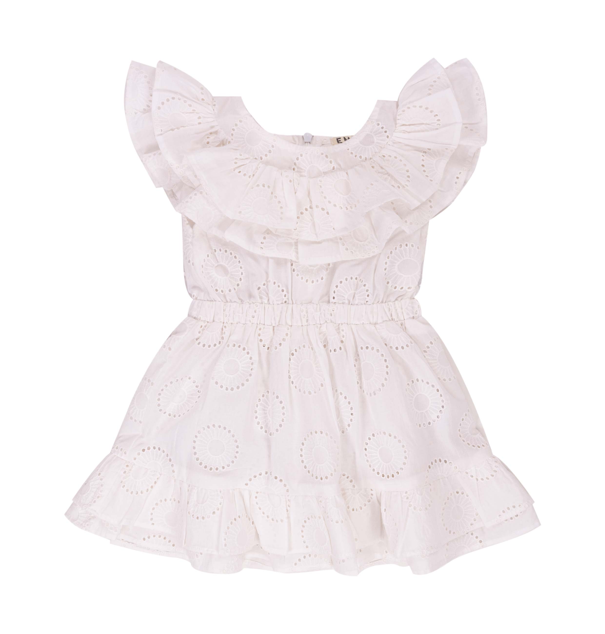 Vestito Bimba EMC Bianco Ricamato | Maxi Volant e Balze