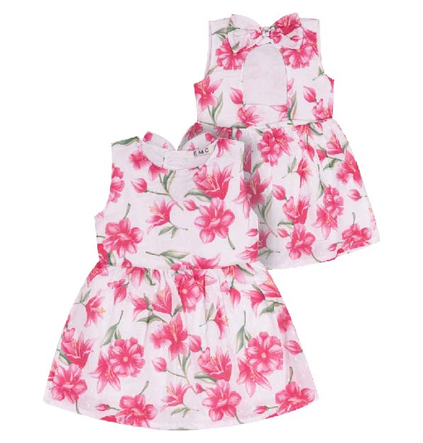 Vestito Bimba EMC Stampa Floreale | Schiena Scoperta con Fiocco