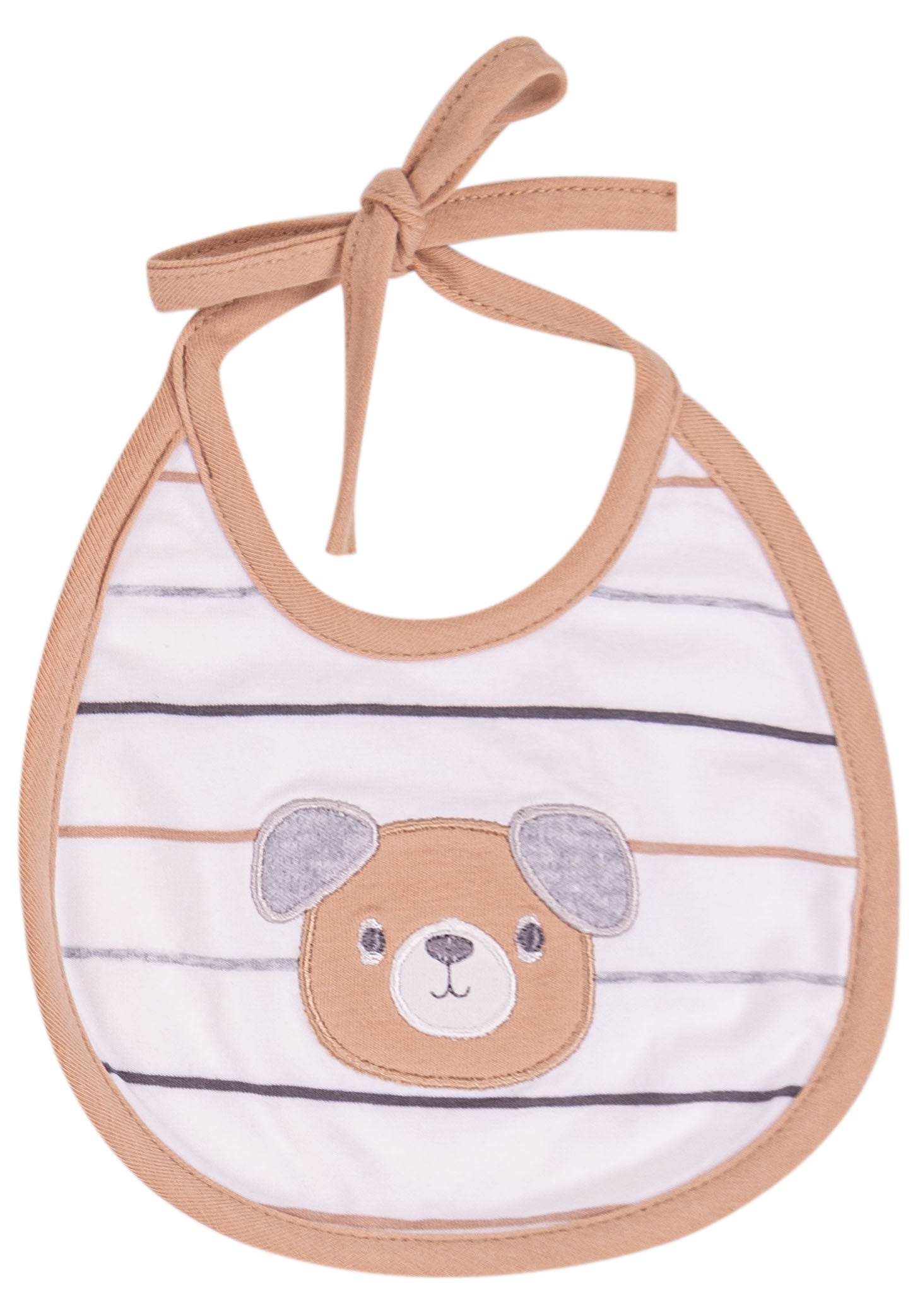 Bavaglino Bambino in Cotone Elasticizzato a Righe con Cagnolino