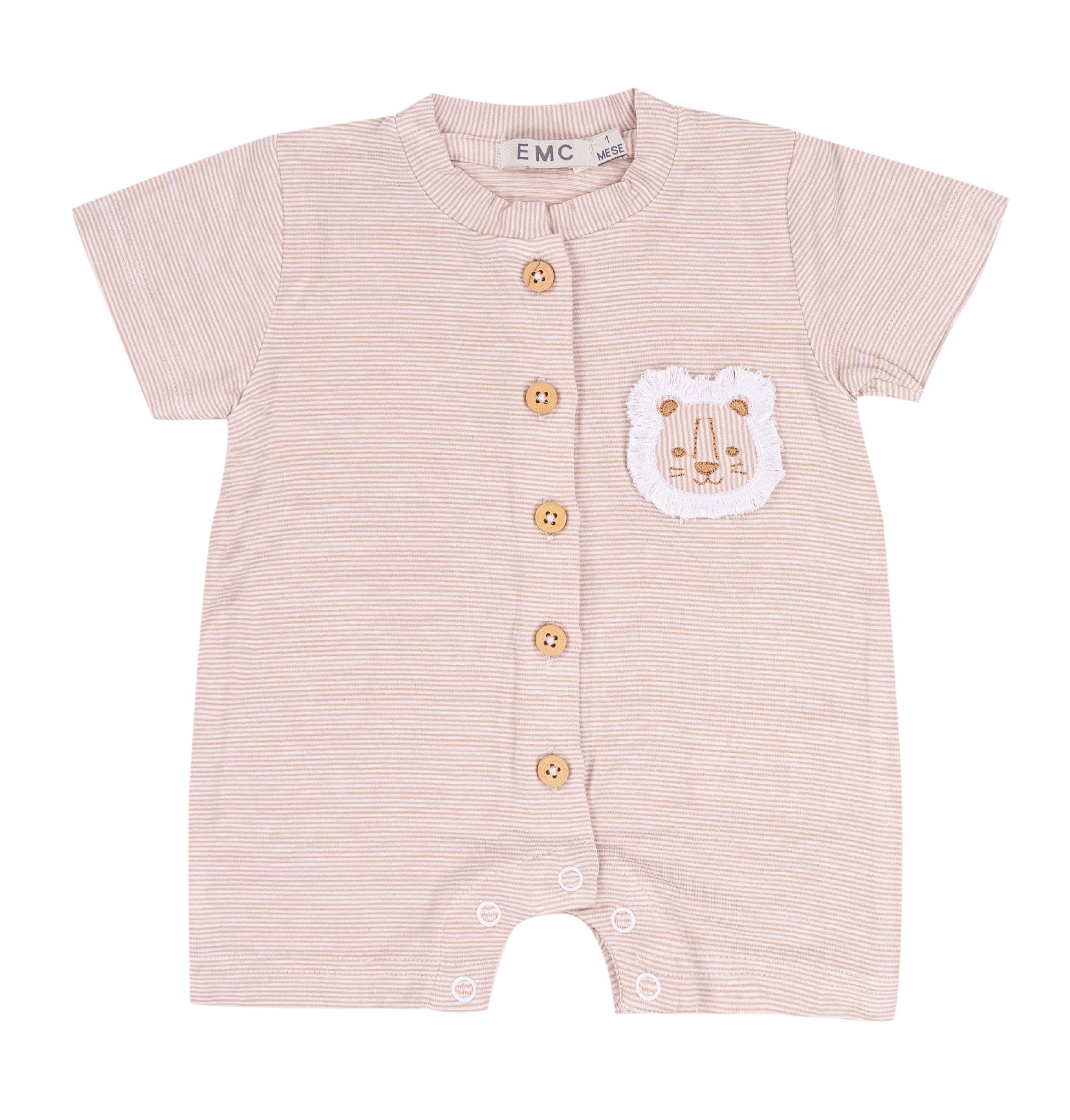 Pagliaccetto Bambino in Bamboo Stretch con Leone e Apertura Facile