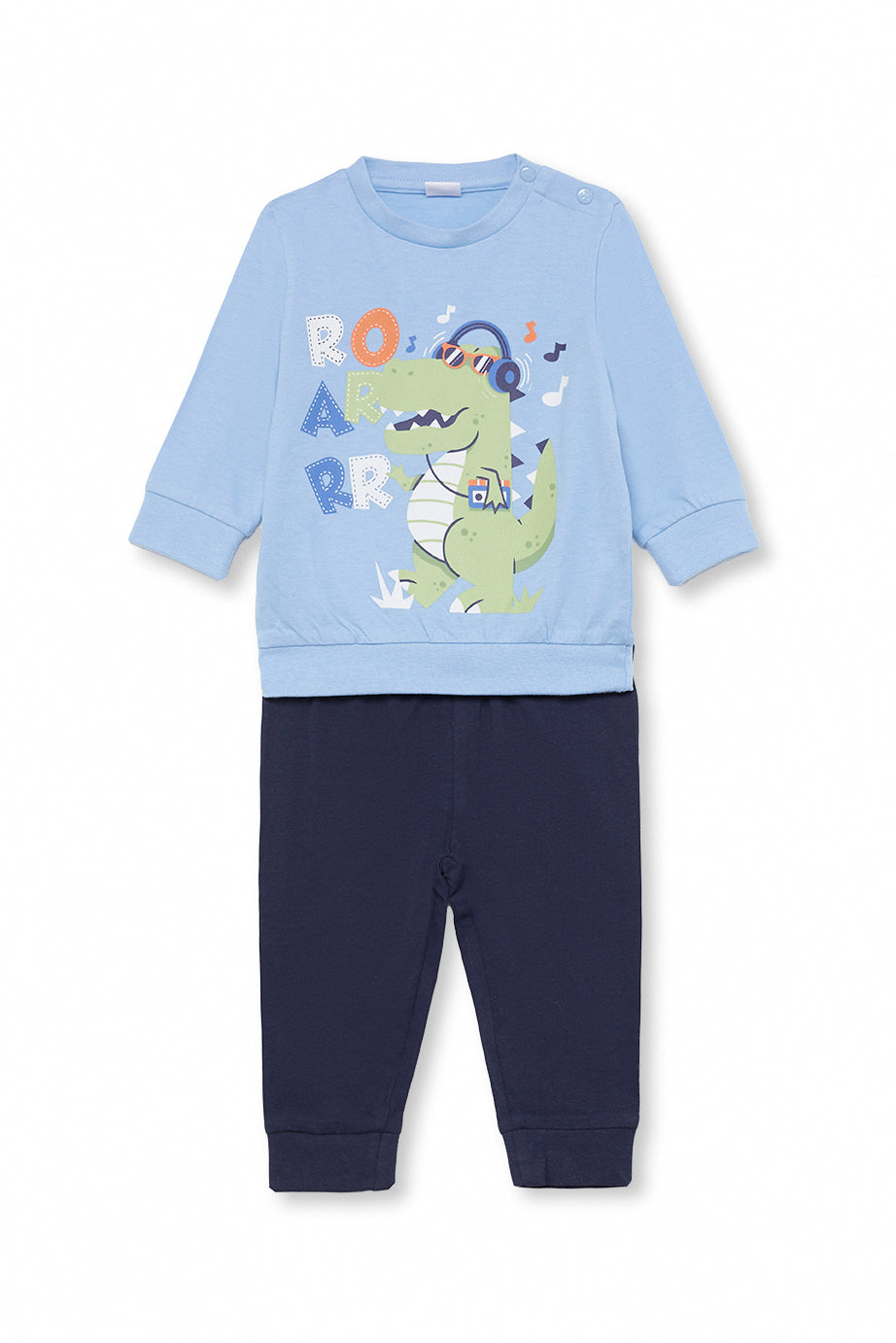 Pigiama Lungo Neonato in Cotone con Grafica "Dino"