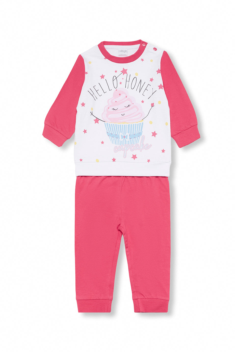 Pigiama Lungo Bambina in Cotone con Grafica "Hello Honey Cupcake"