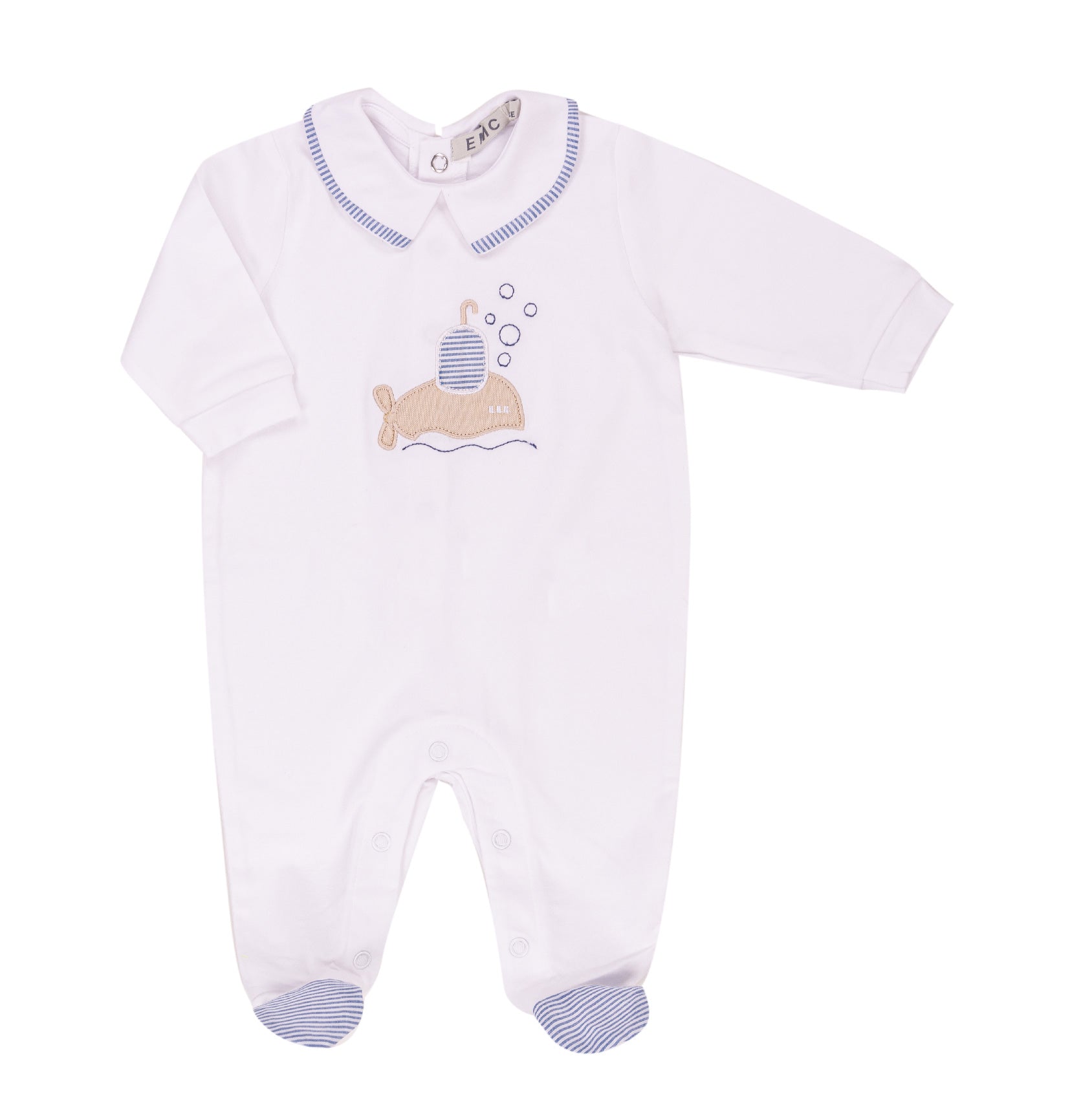 Tutina Neonato EMC "Little Submarine" | Pagliaccetto Bianco e Celeste