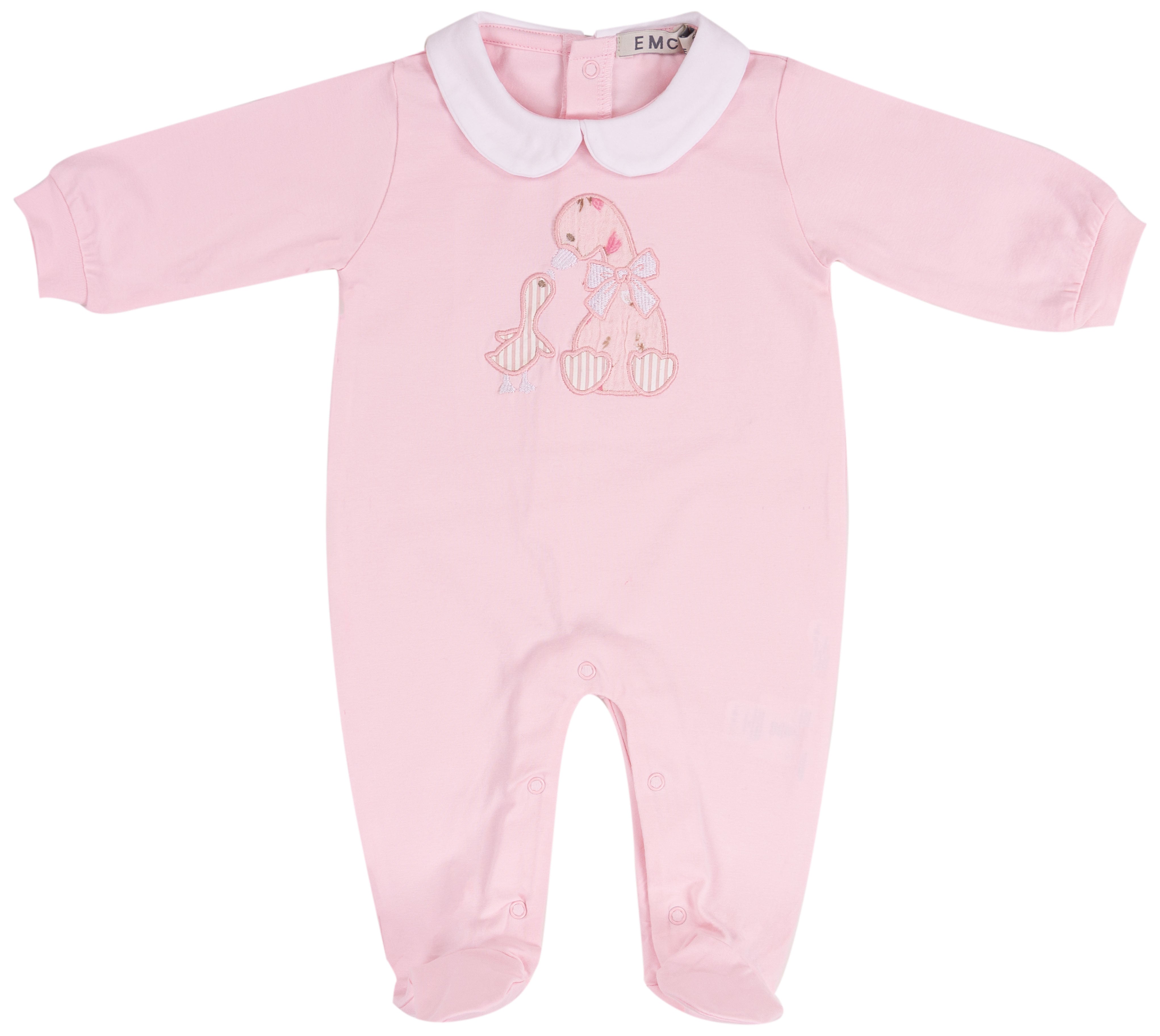 Tutina Bambina in Cotone Elasticizzato con Colletto e Ricamo