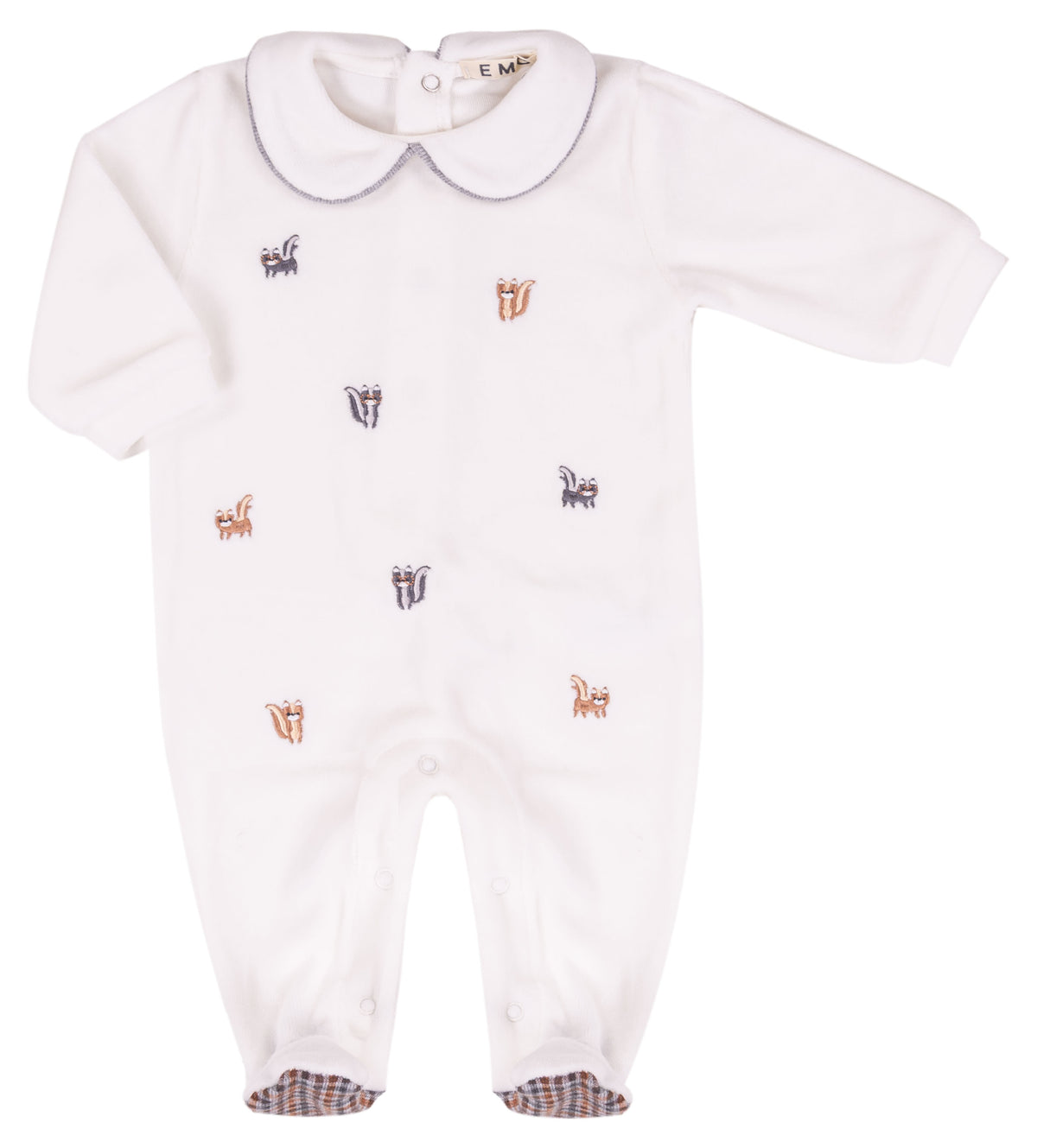 Tutina Neonato EMC Panna con Ricami Scoiattoli e Colletto Profilato