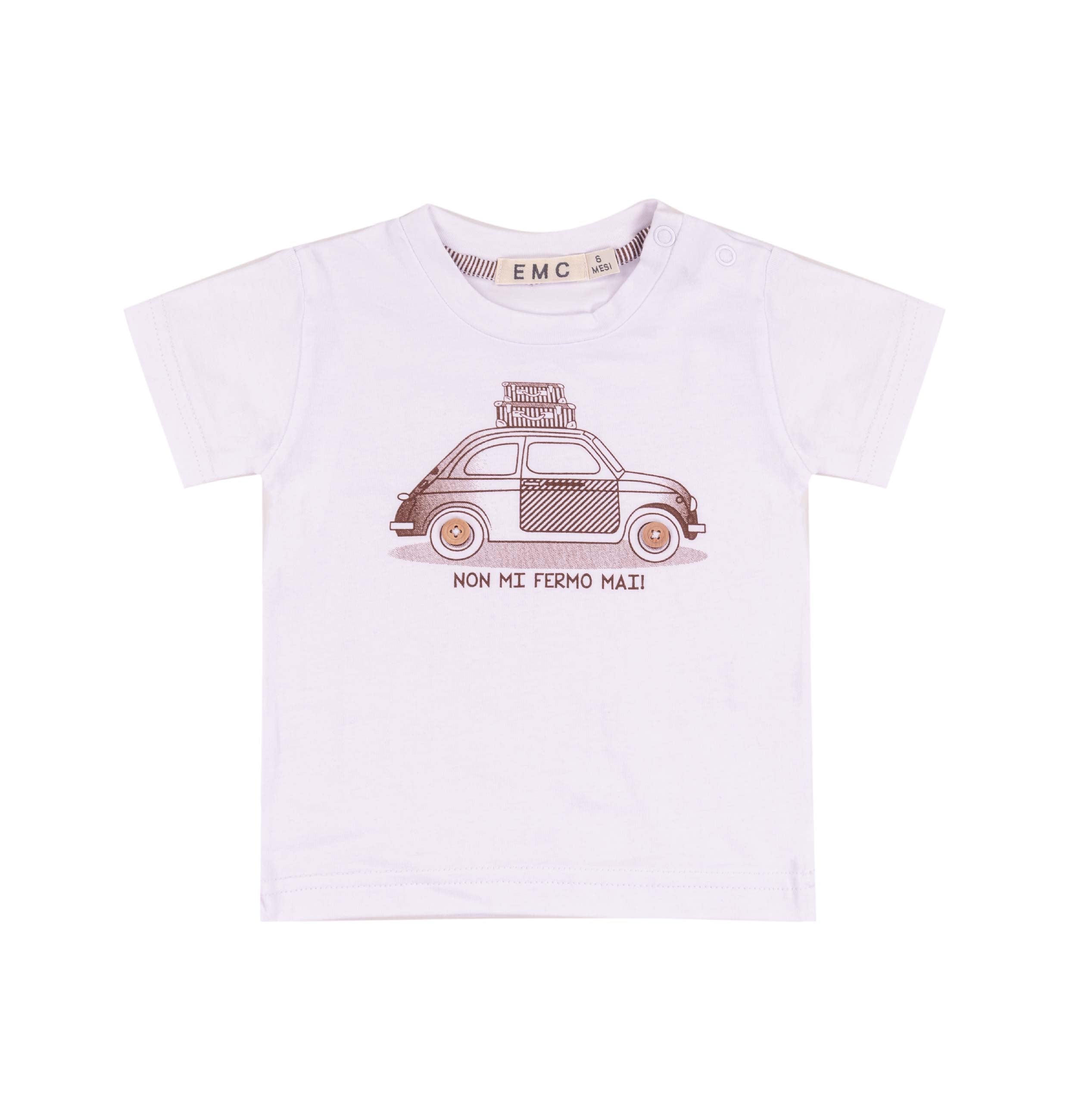 T-Shirt Bambino in Cotone Elasticizzato con Stampa Vintage