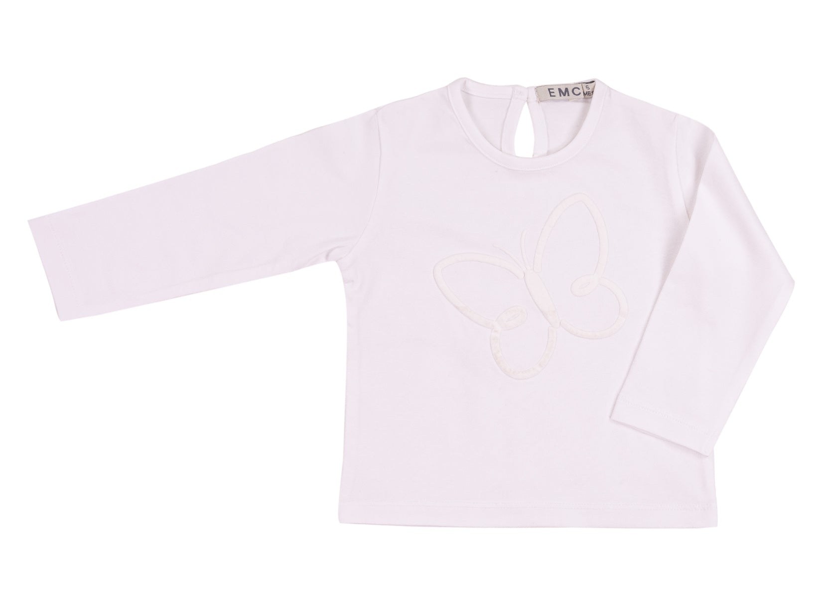 T-shirt Bambina Cotone Stretch Farfalla Chiusura Retro