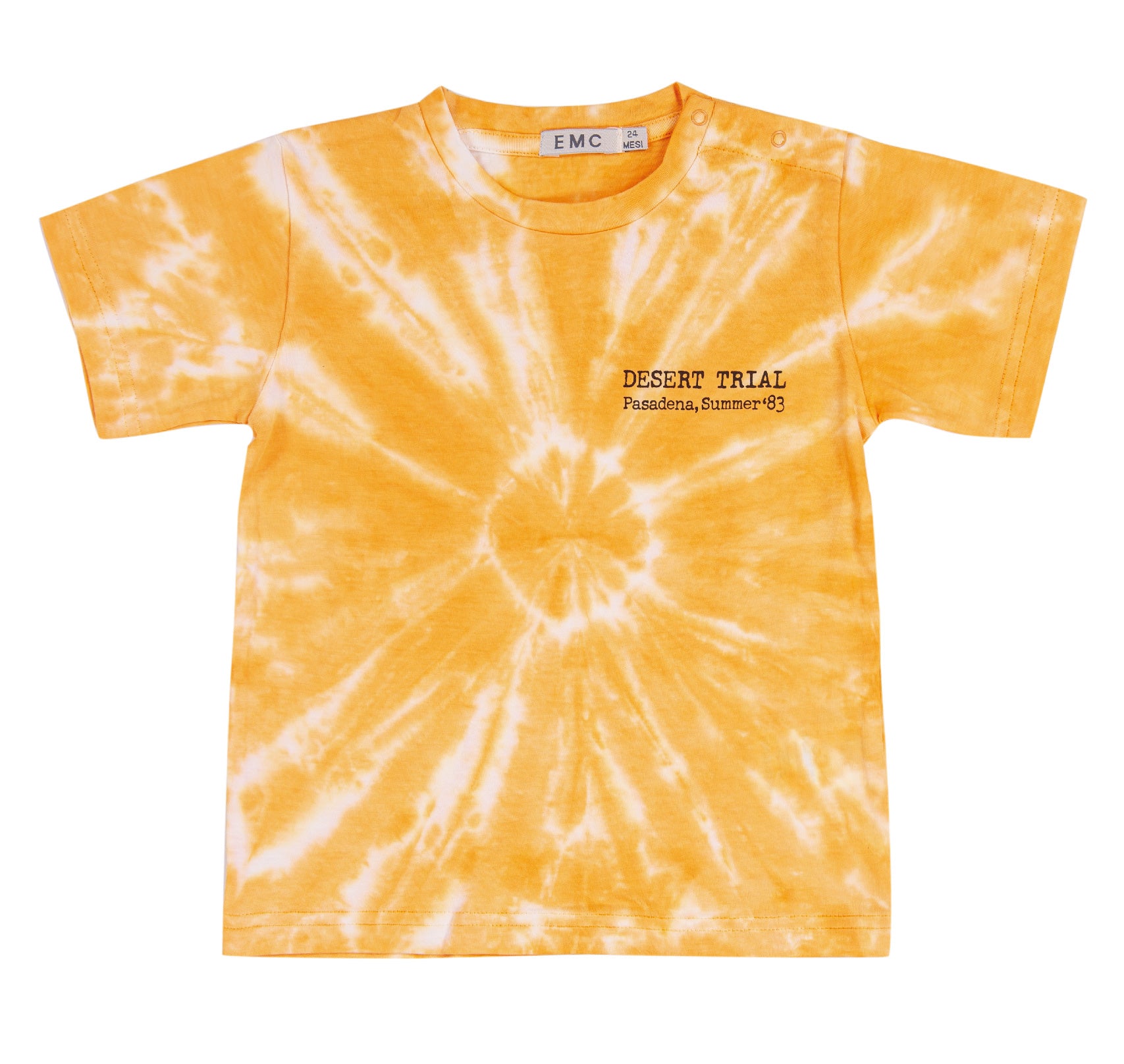 T-Shirt Bambino in Puro Cotone con Effetto Tie-Dye e Stampa