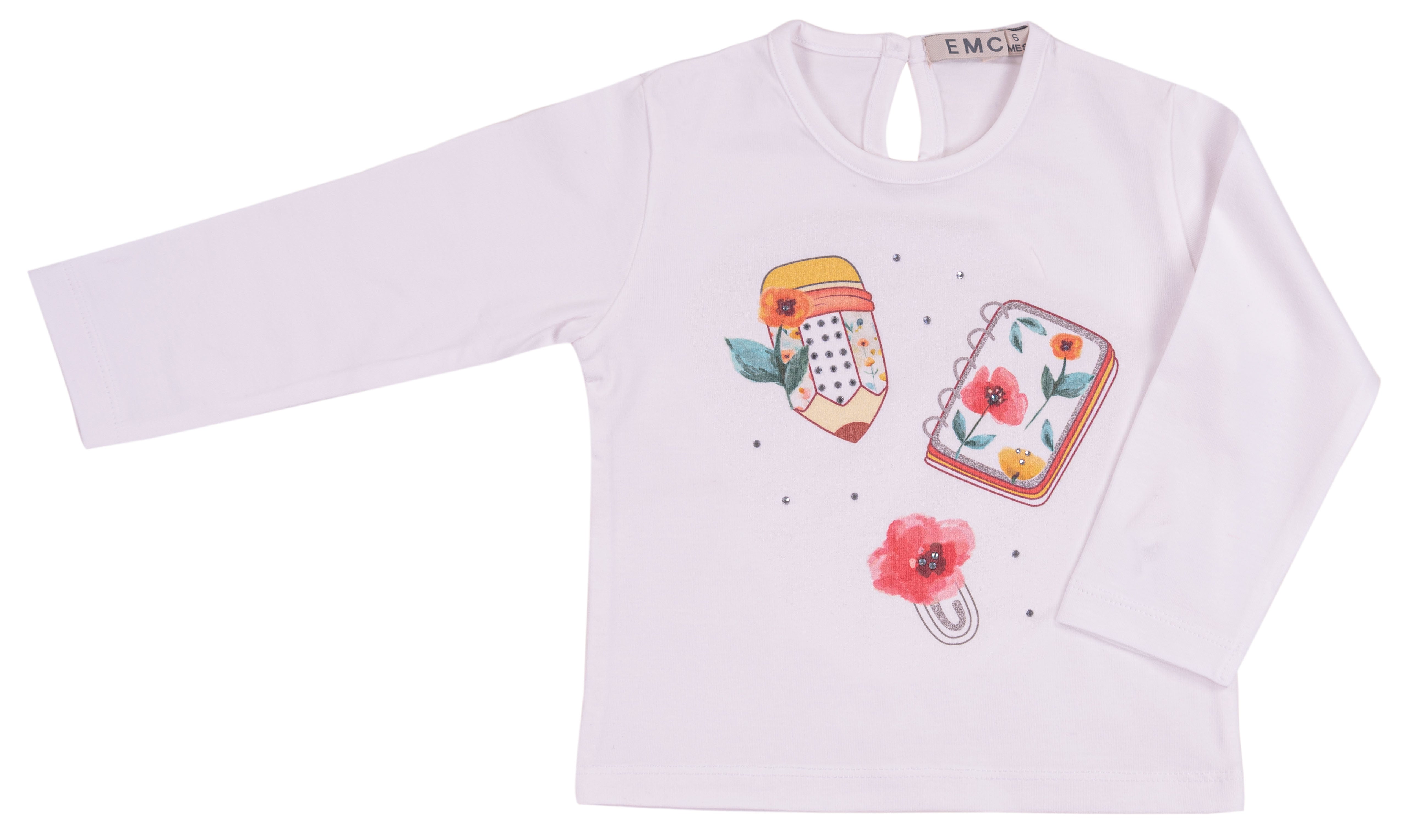 T-shirt Maniche Lunghe Bambina in Cotone Elasticizzato
