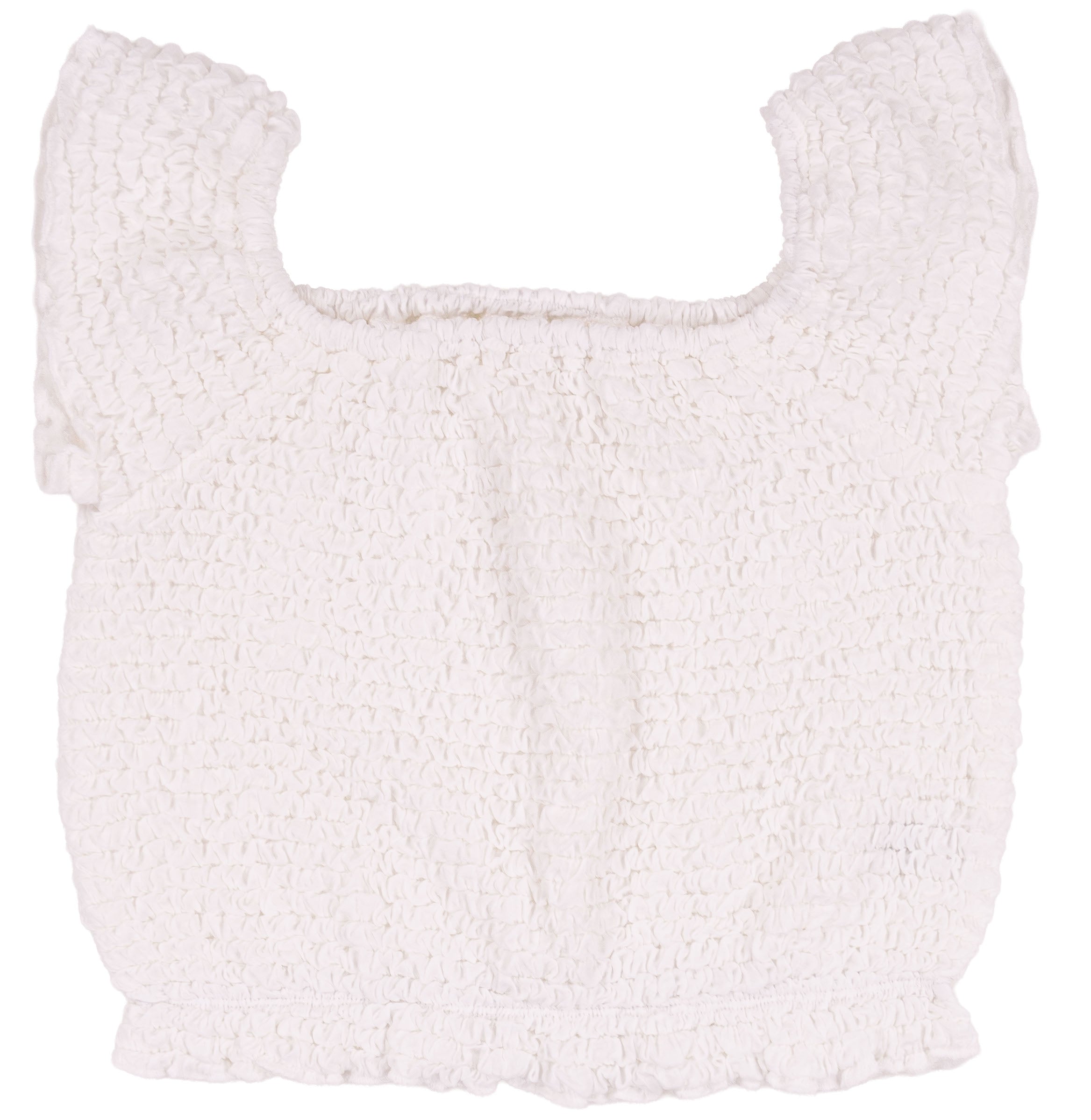 Top Bambina Arricciato in 100% Cotone con Spalline Volant