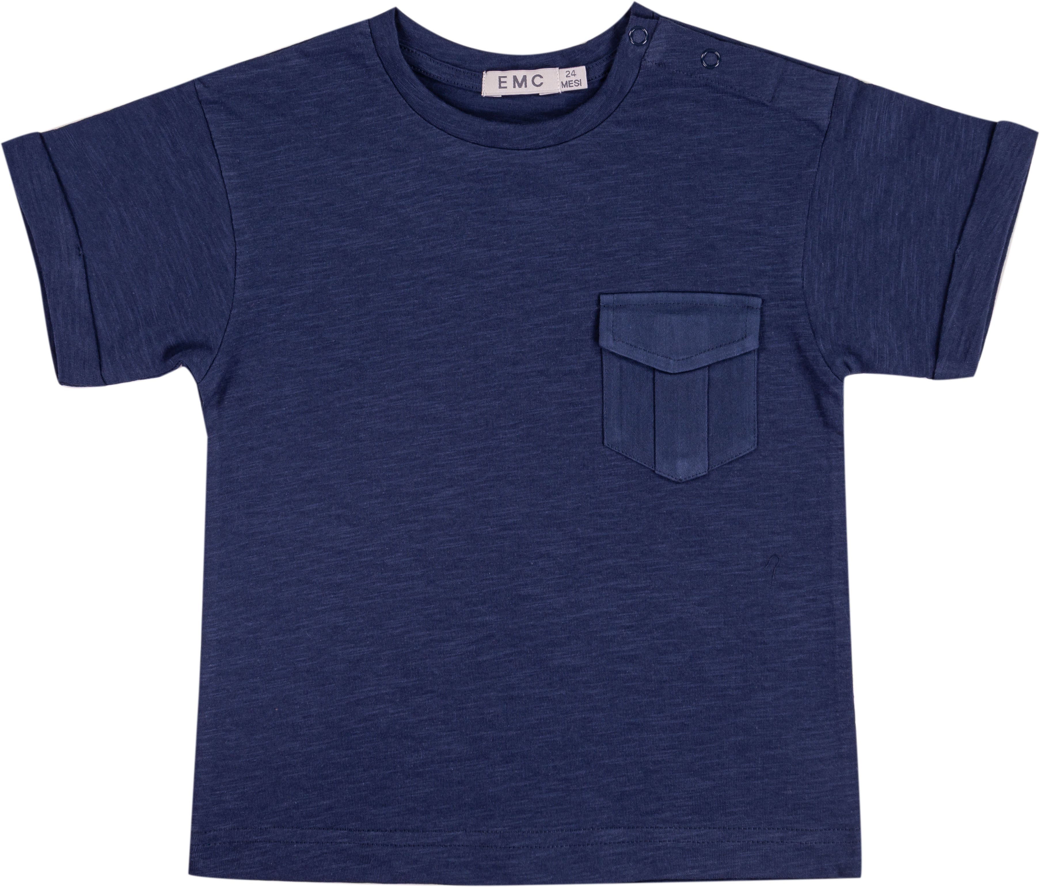 T-shirt Bambino in 100% Cotone Slub con Taschino Safari