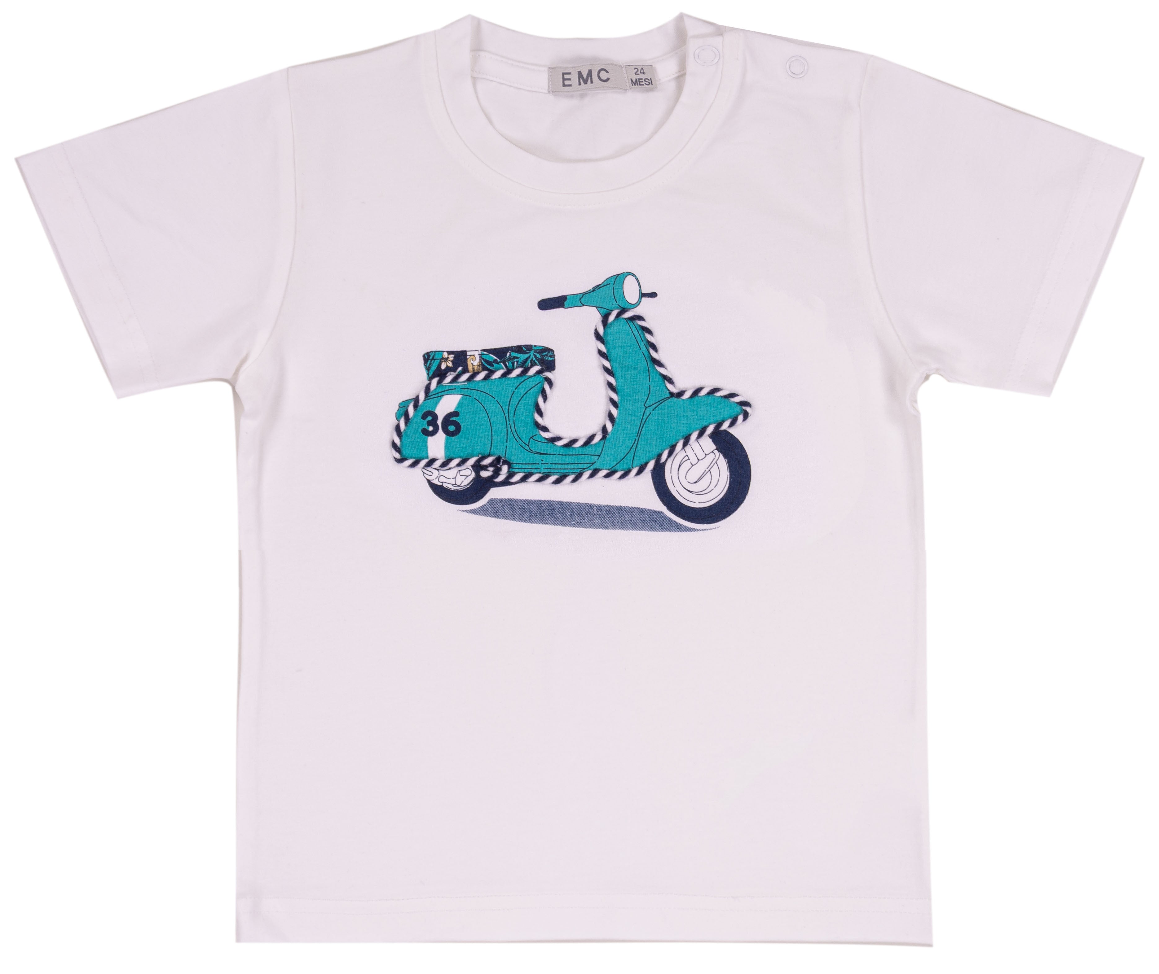 T-shirt Bambino Blu Navy con Patch Vespa Vintage