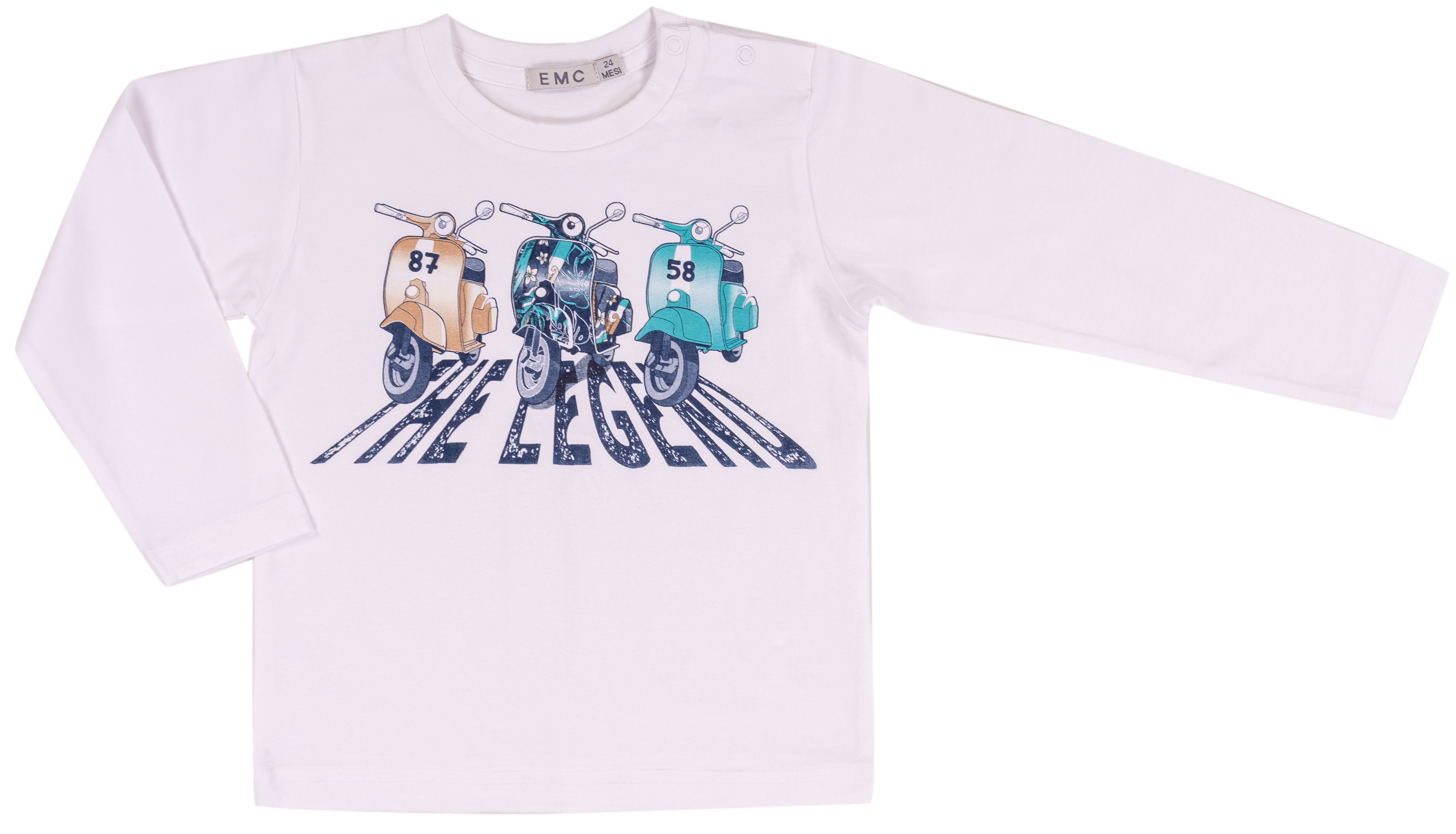 T-shirt Bambino Manica Lunga "The Legends" con Scooter Vintage