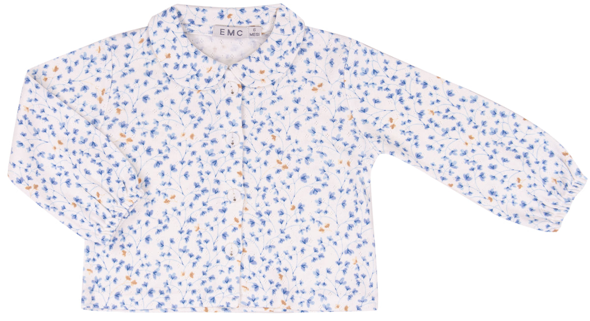 Camicia Bimba EMC Bianca a Fiorellini Azzurri