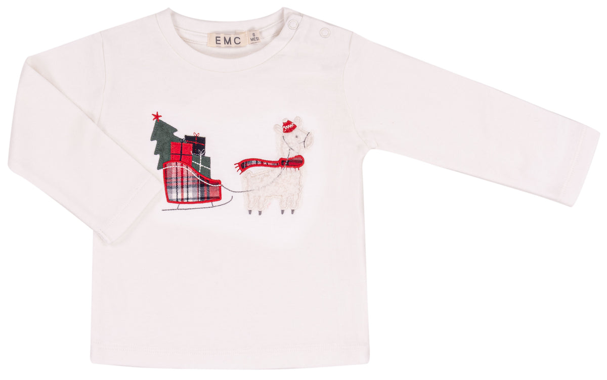 T-shirt Bimbo EMC con Lama e Slitta Natalizia