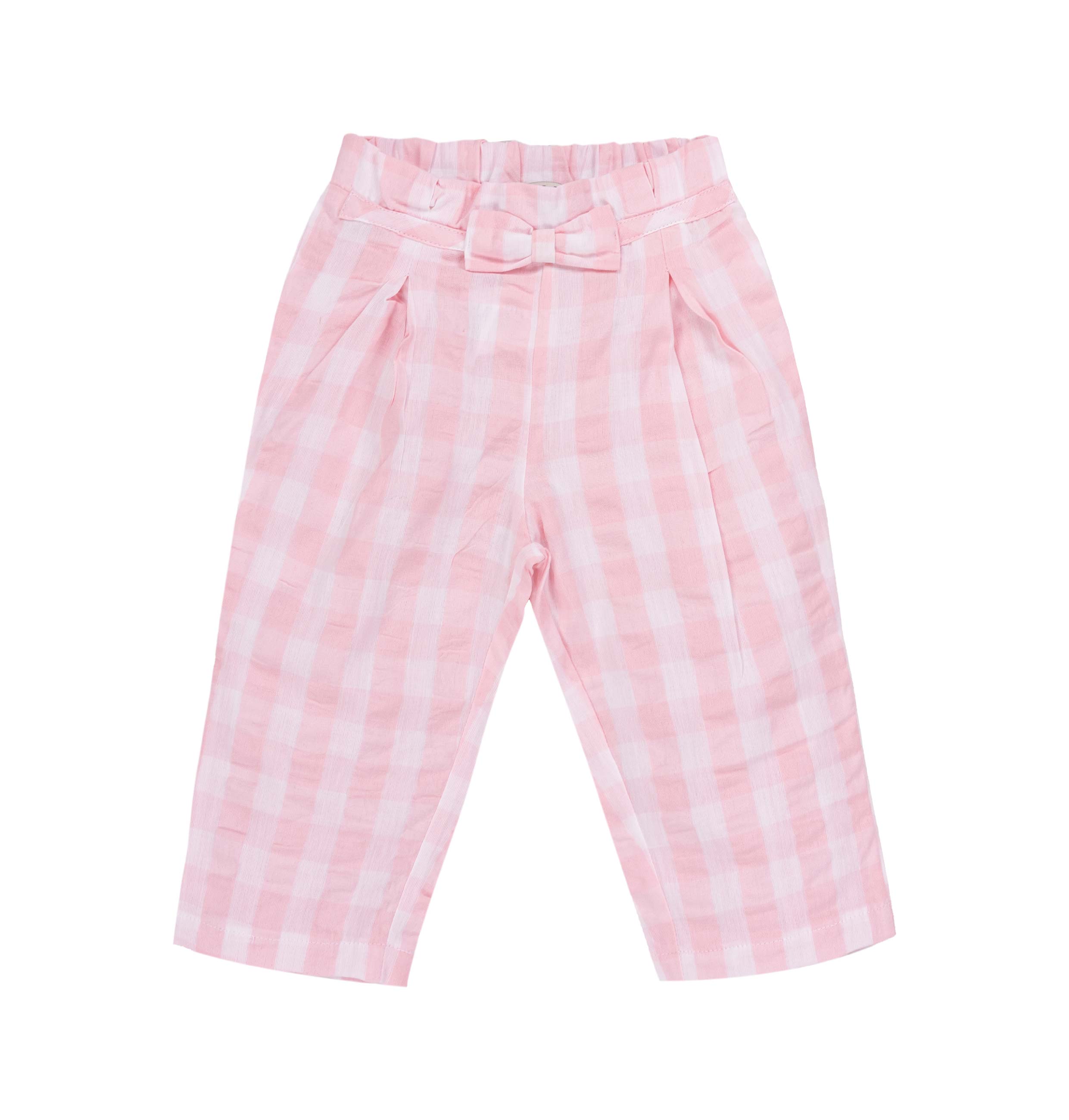 Pantalone Lungo Bambina in 100% Cotone con Fiocco