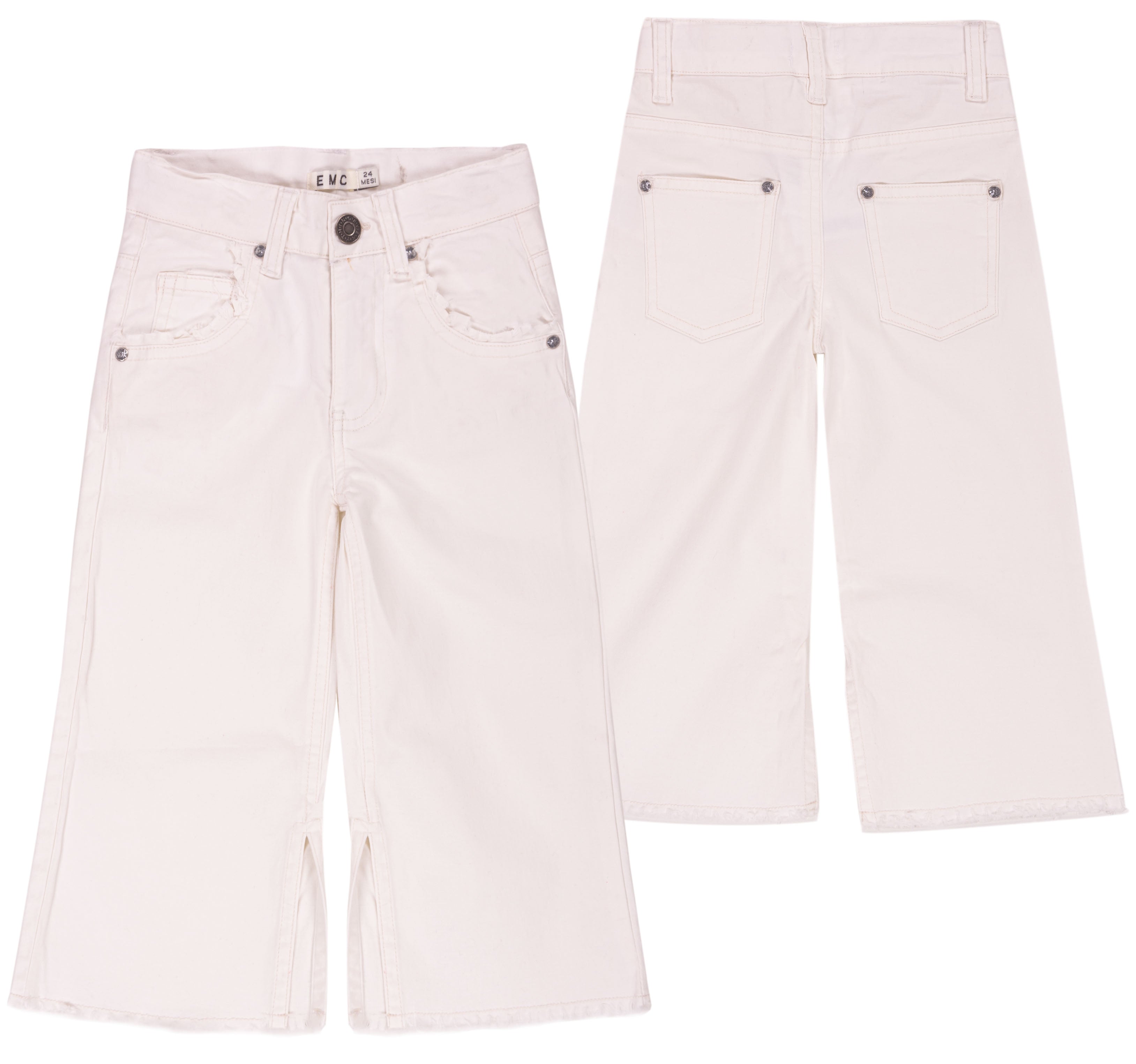 Pantalone Bambina Modello Simil Denim in Cotone Elasticizzato