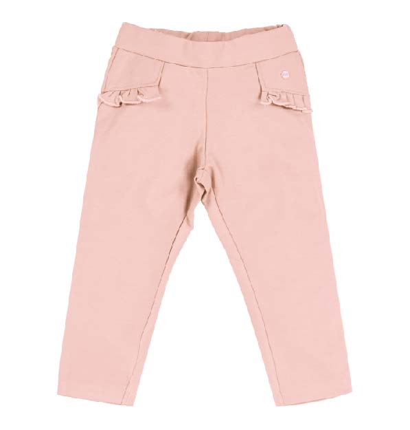 Pantalone Lungo Bambina in Tessuto Tecnico Elasticizzato con Volant