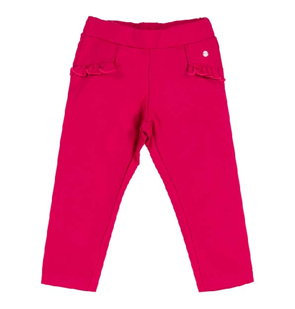 Pantalone Lungo Bambina in Tessuto Tecnico Elasticizzato con Volant