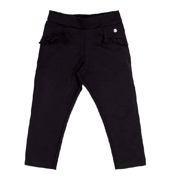 Pantalone Lungo Bambina in Tessuto Tecnico Elasticizzato con Volant