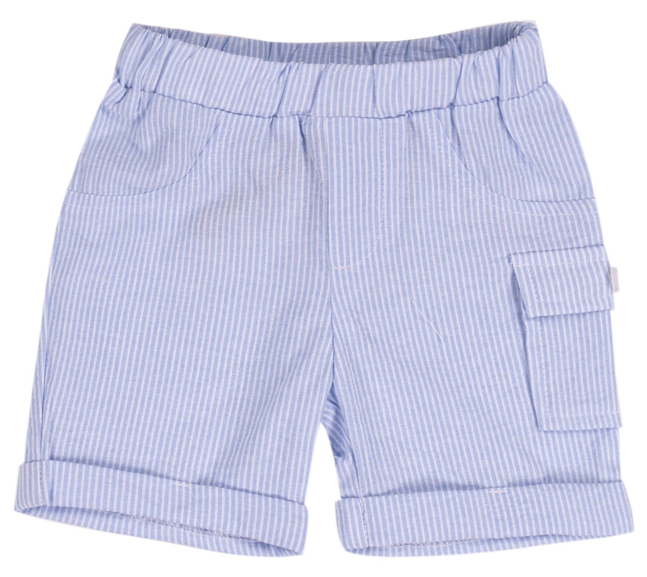 Pantaloncino Bambino Misto Cotone a Righe con Tasca Cargo