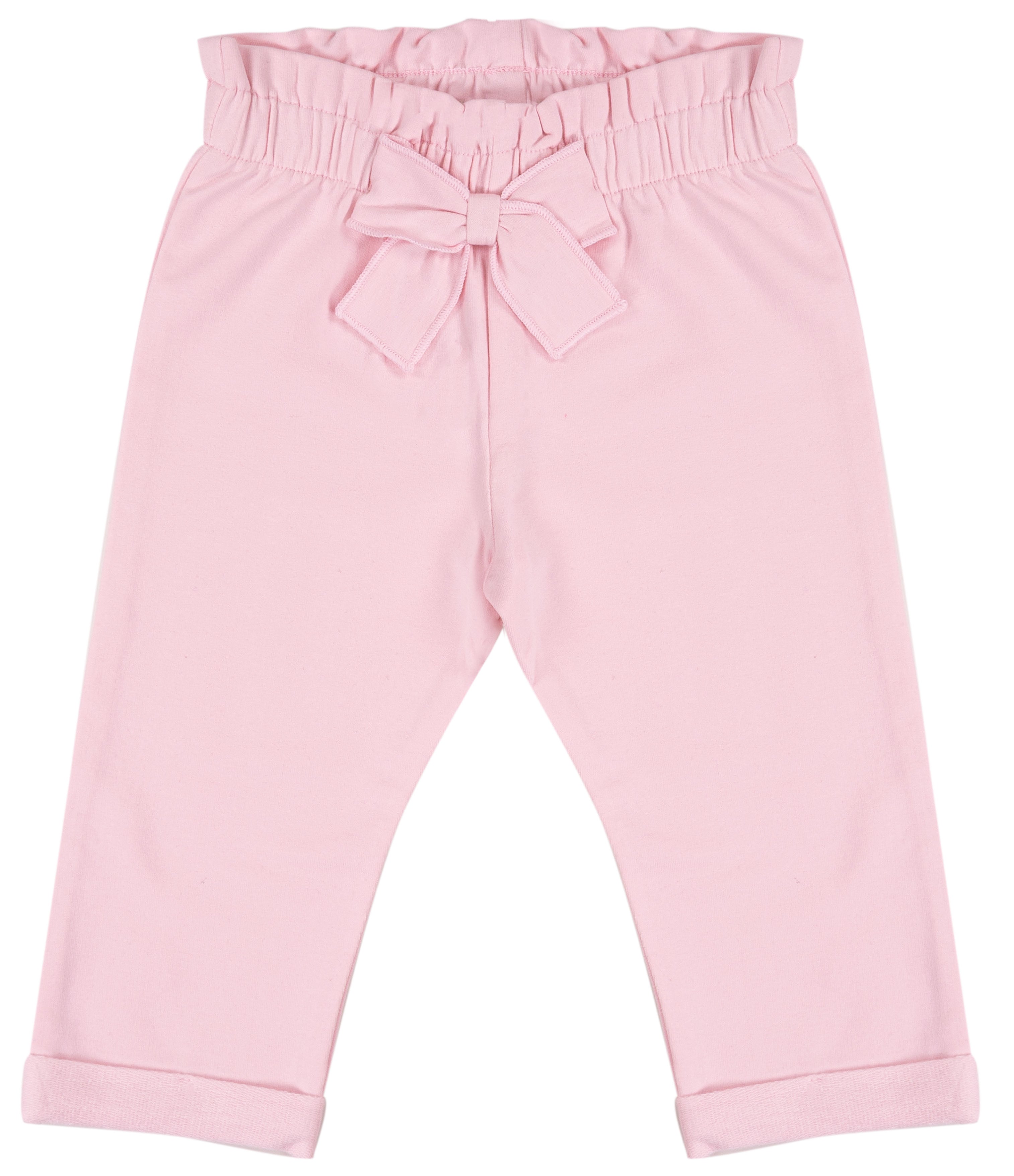 Pantalone Lungo Bambina in Cotone Elasticizzato con Fiocco