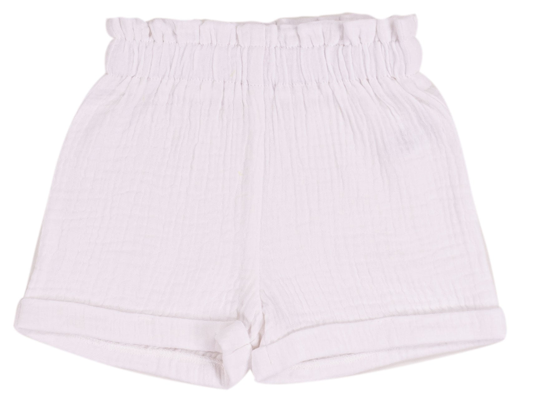 Pantaloncino Corto Bambina in 100% Cotone con Vita Arricciata