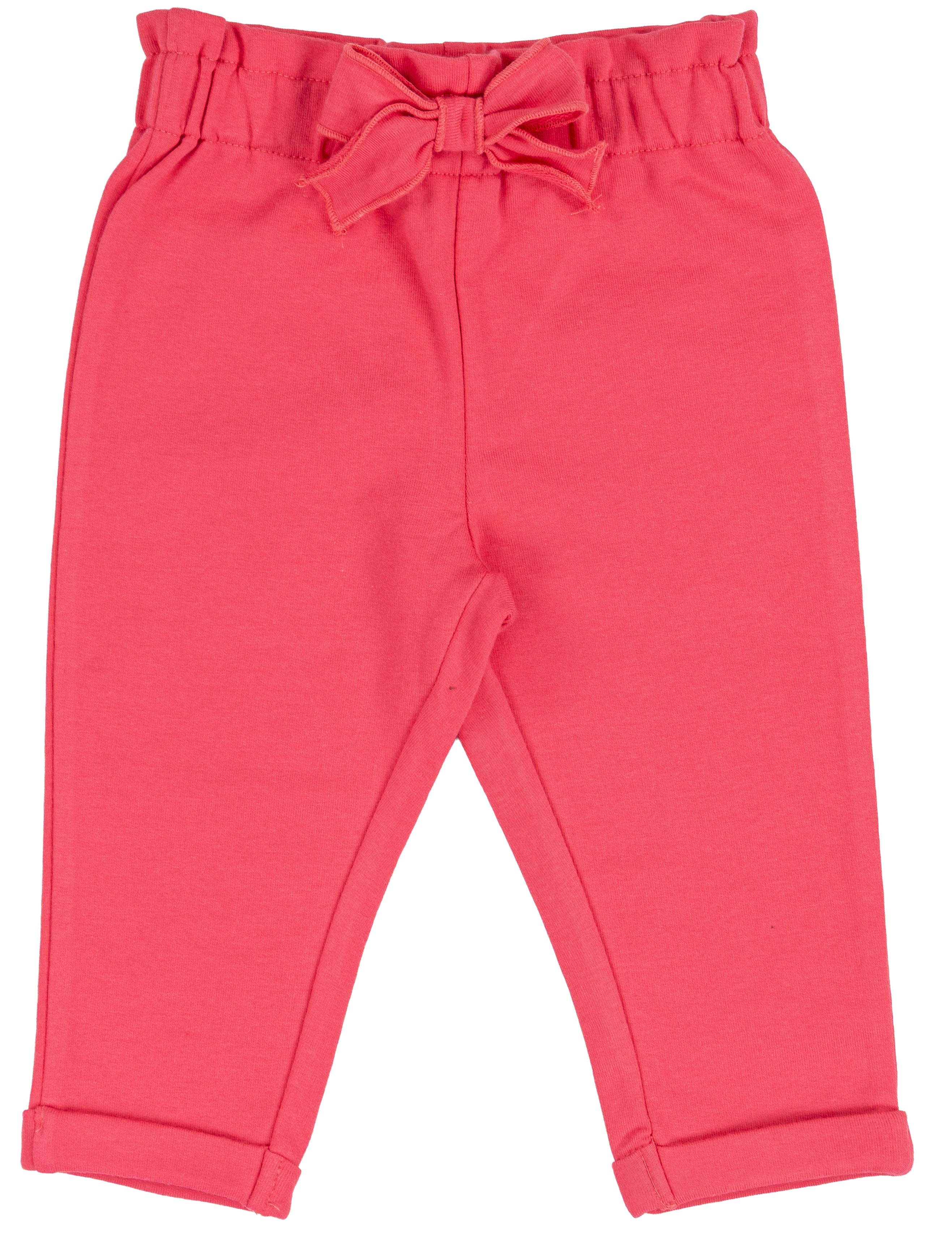 Pantalone Lungo Bimba Fucsia in Cotone con Fiocco in Vita