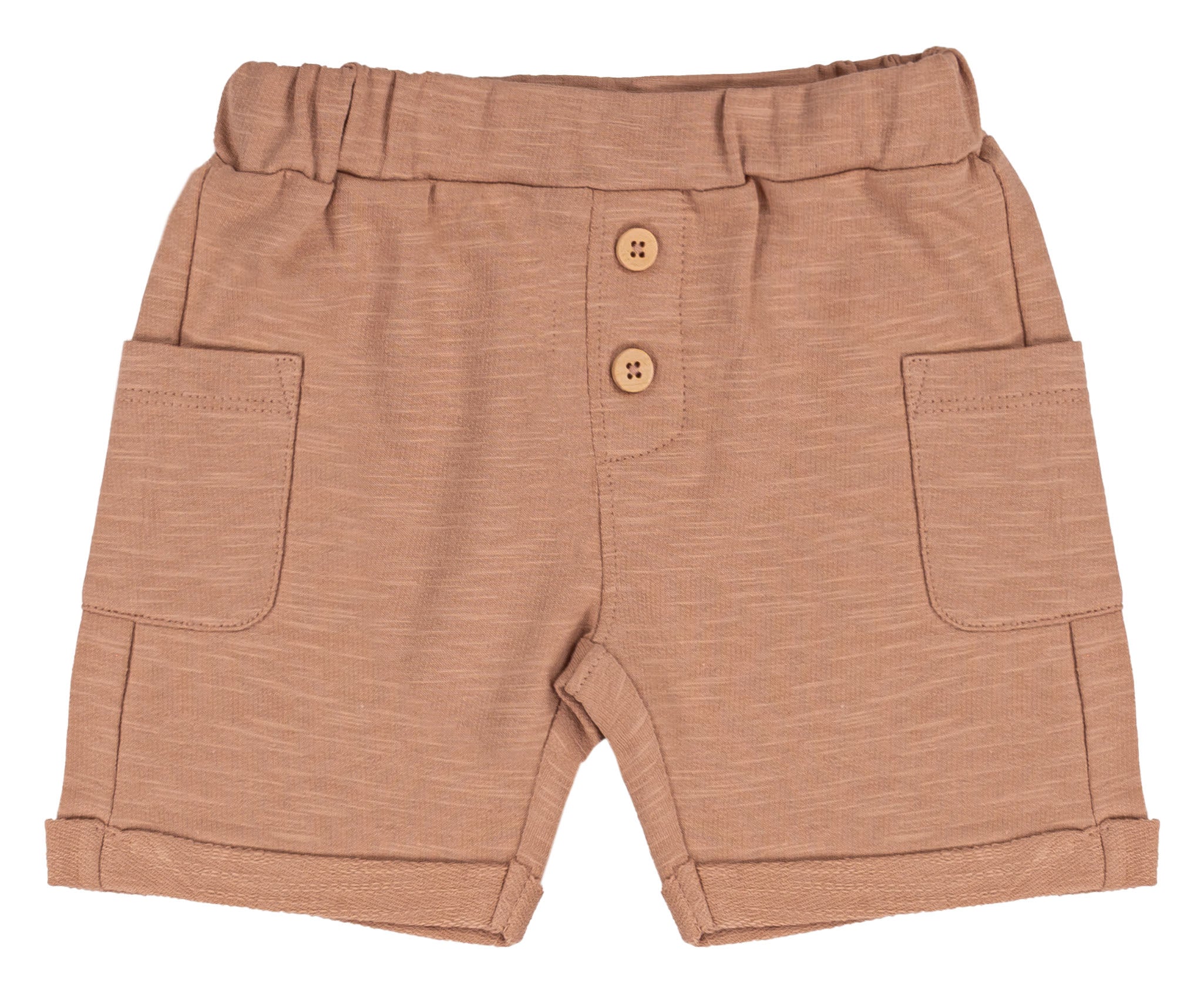 Bermuda Bambino in 100% Cotone Slub Color Sabbia con Tasconi