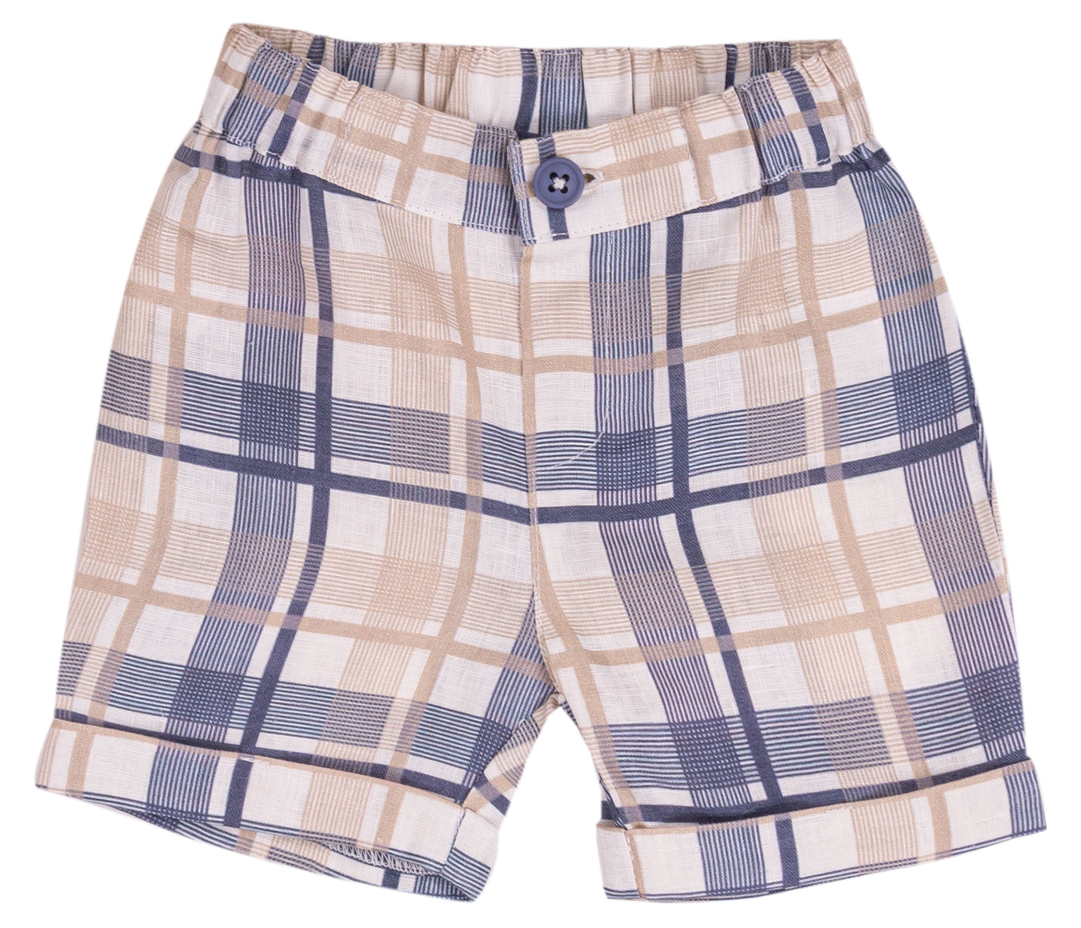 Pantalone Corto Bambino in 100% Lino con Bottone