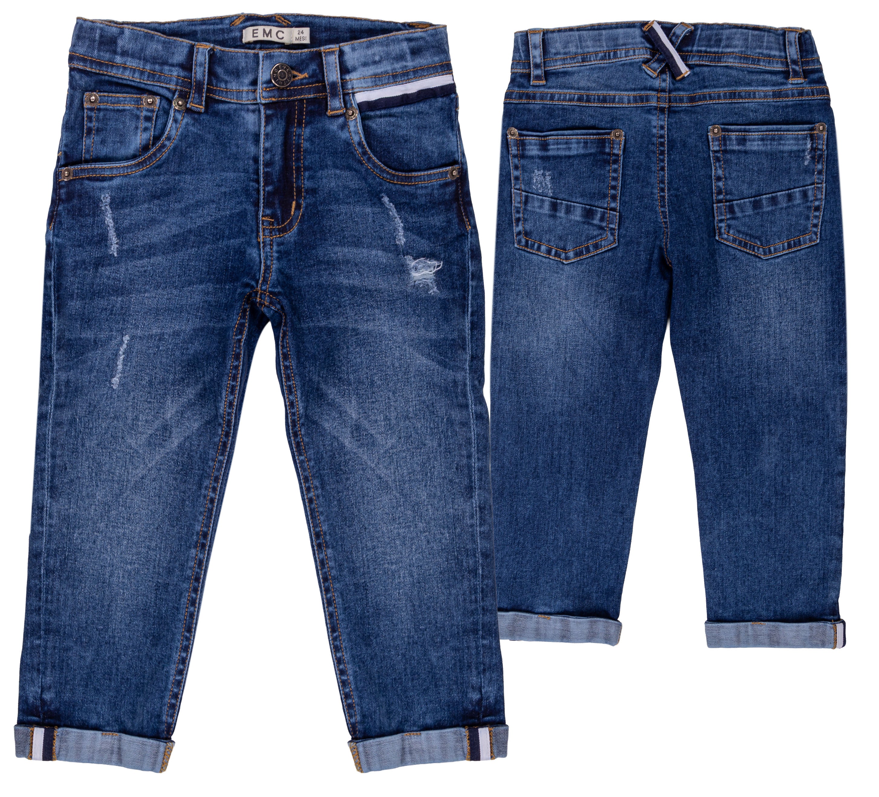 Jeans Bambino Denim Stretch con Risvolto