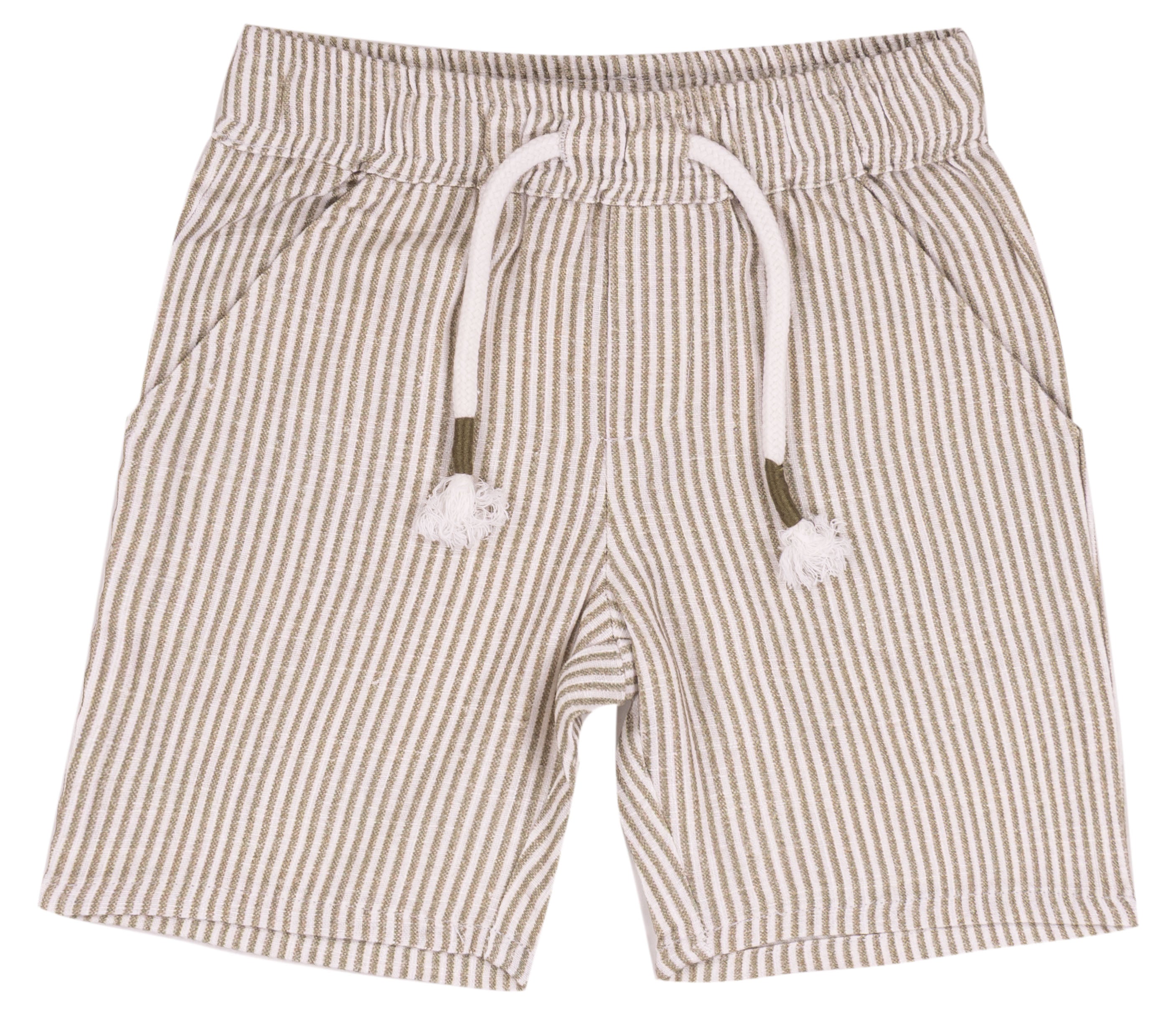 Bermuda Bambino in Lino e Viscosa Color Naturale con Coulisse