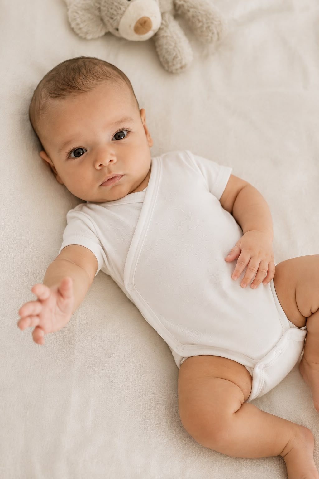 Set 3 Body Neonato Unisex in Costina di Cotone con Apertura a Portafoglio