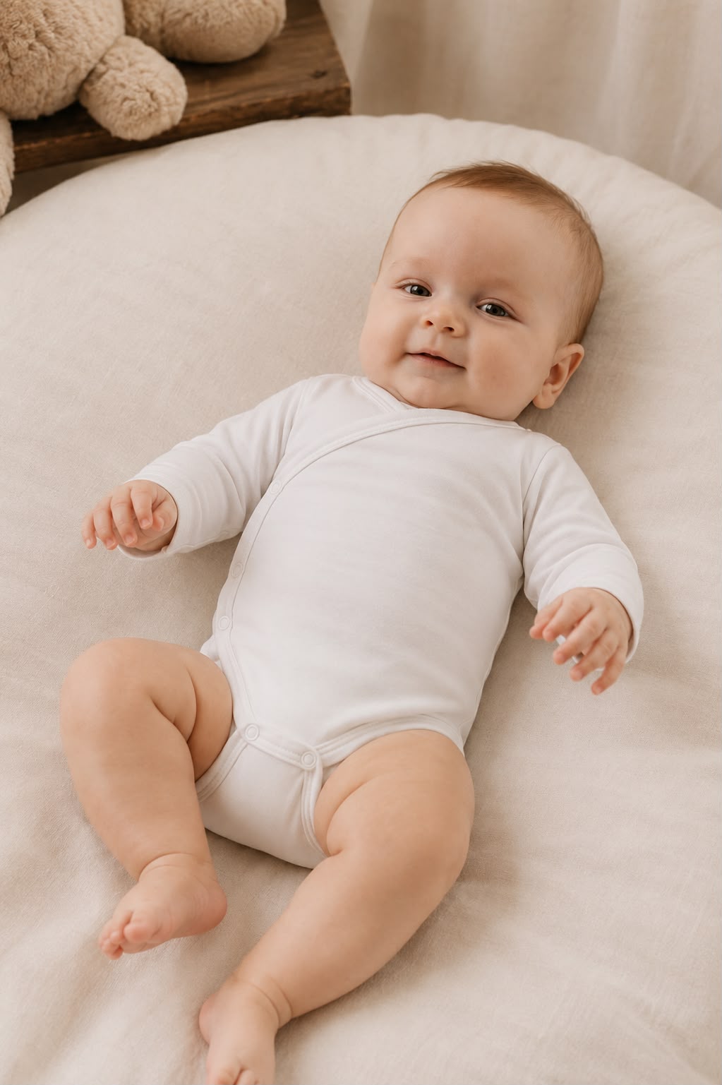 Set 3 Body Neonato Unisex Manica Lunga in Costina di Cotone con Apertura a Portafoglio