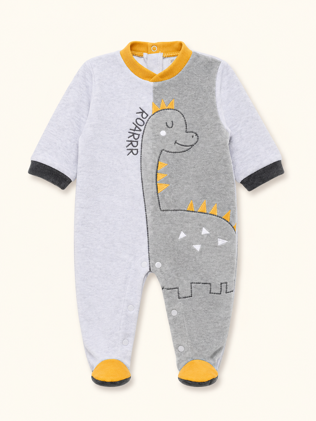 Tutina Neonato in Ciniglia con Piedini e Dinosauro