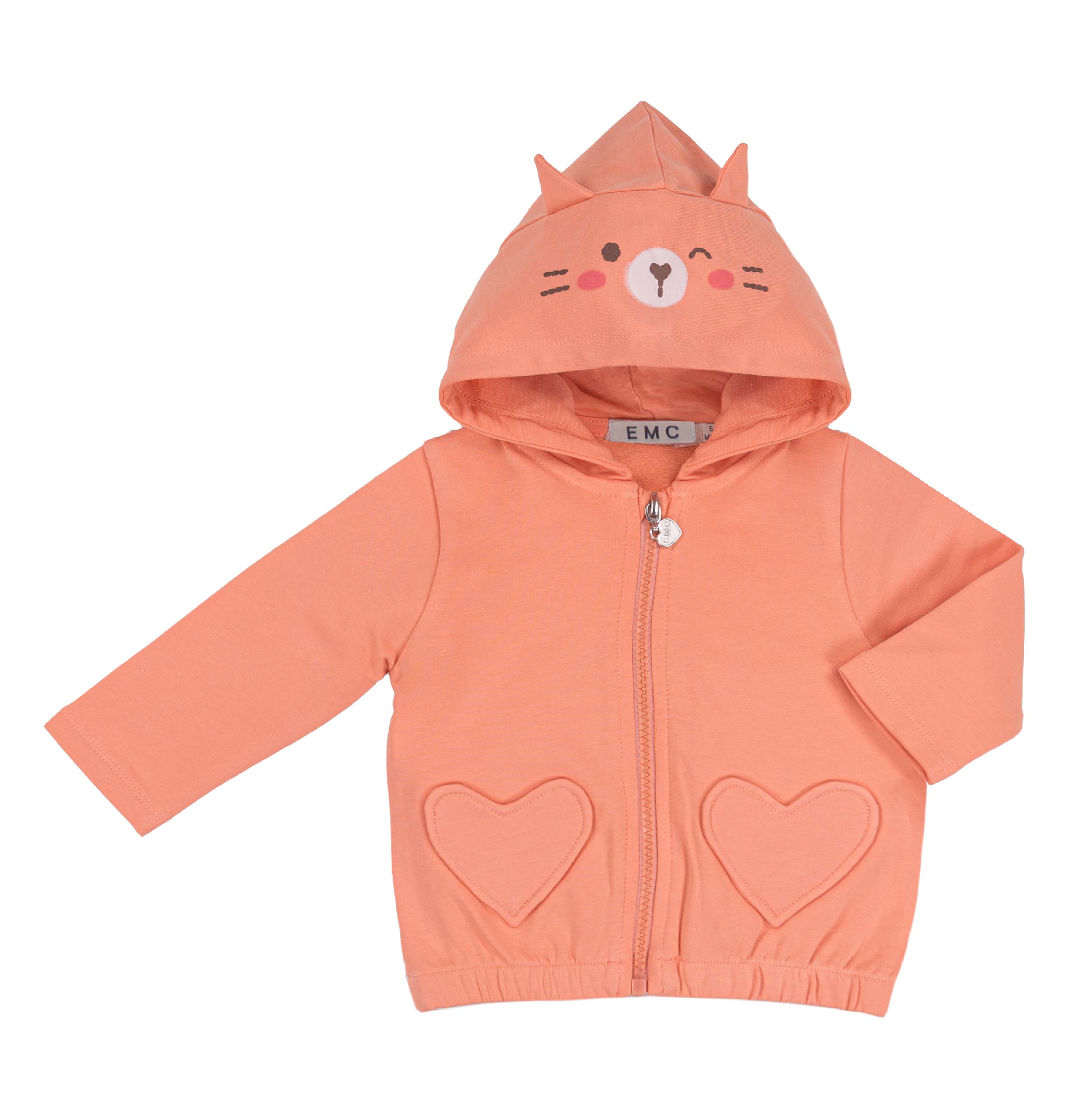 Felpa Bambina Zippata Cotone Stretch