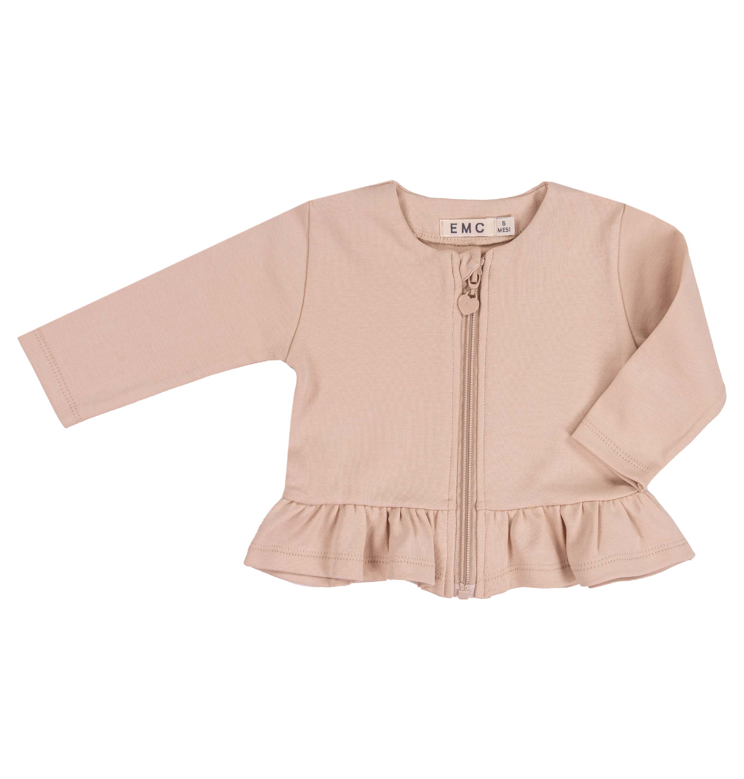 Giacchina Bambina in Cotone Stretch con Zip e Volant