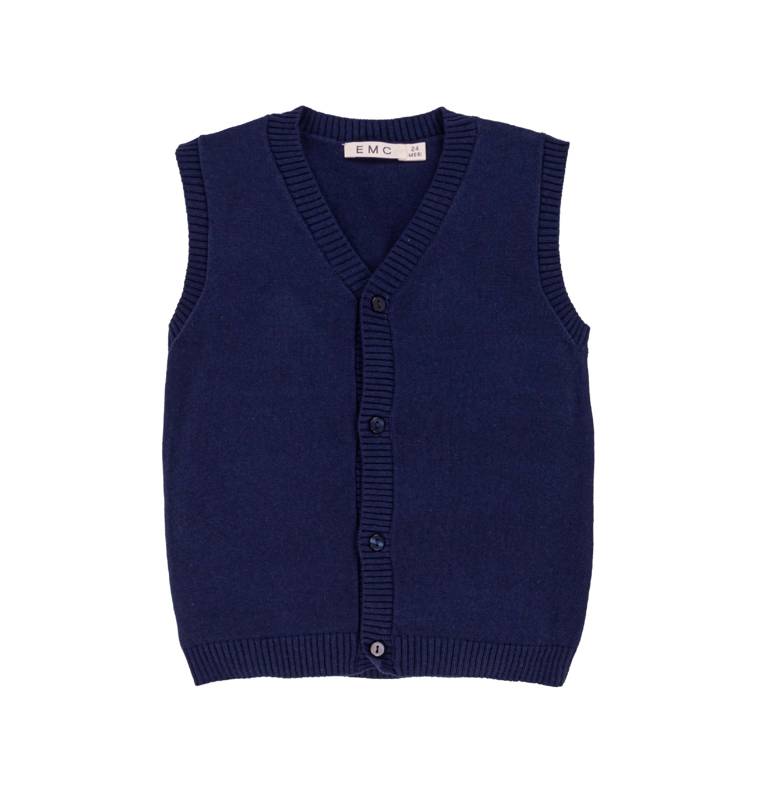Gilet Bimbo EMC in Tricot di Puro Cotone | Scollo a V con Bottoni