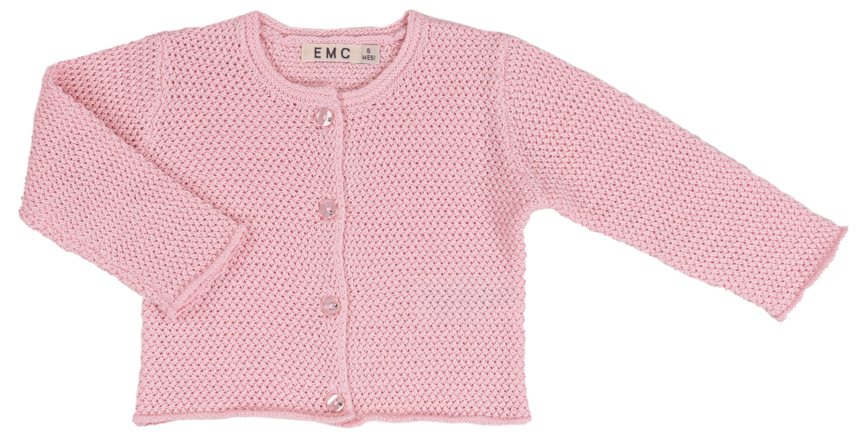 Cardigan Bambina Rosa in 100% Cotone con Lavorazione Traforata