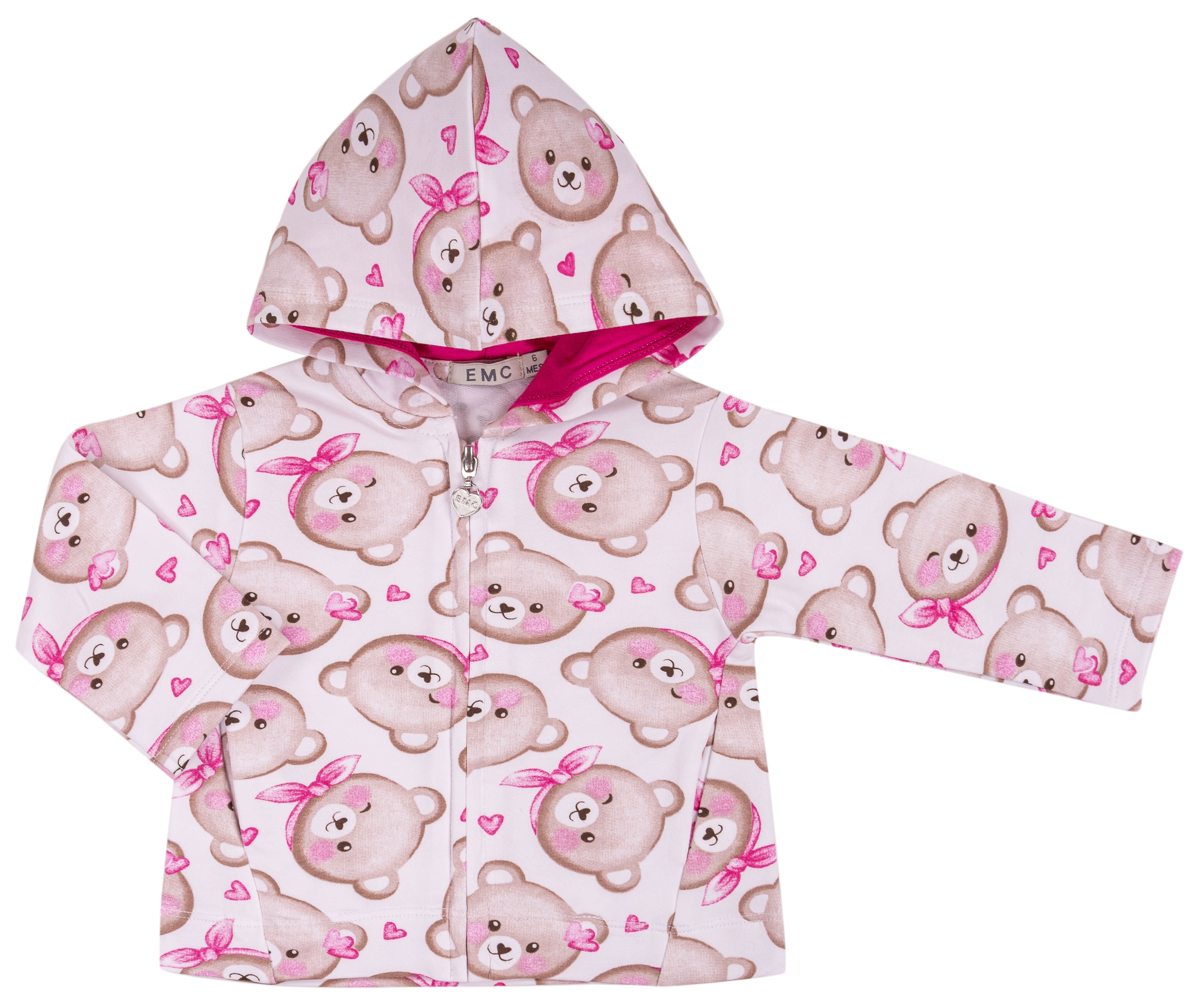 Giacca con Cappuccio Bambina in Cotone Elasticizzato a Fiori