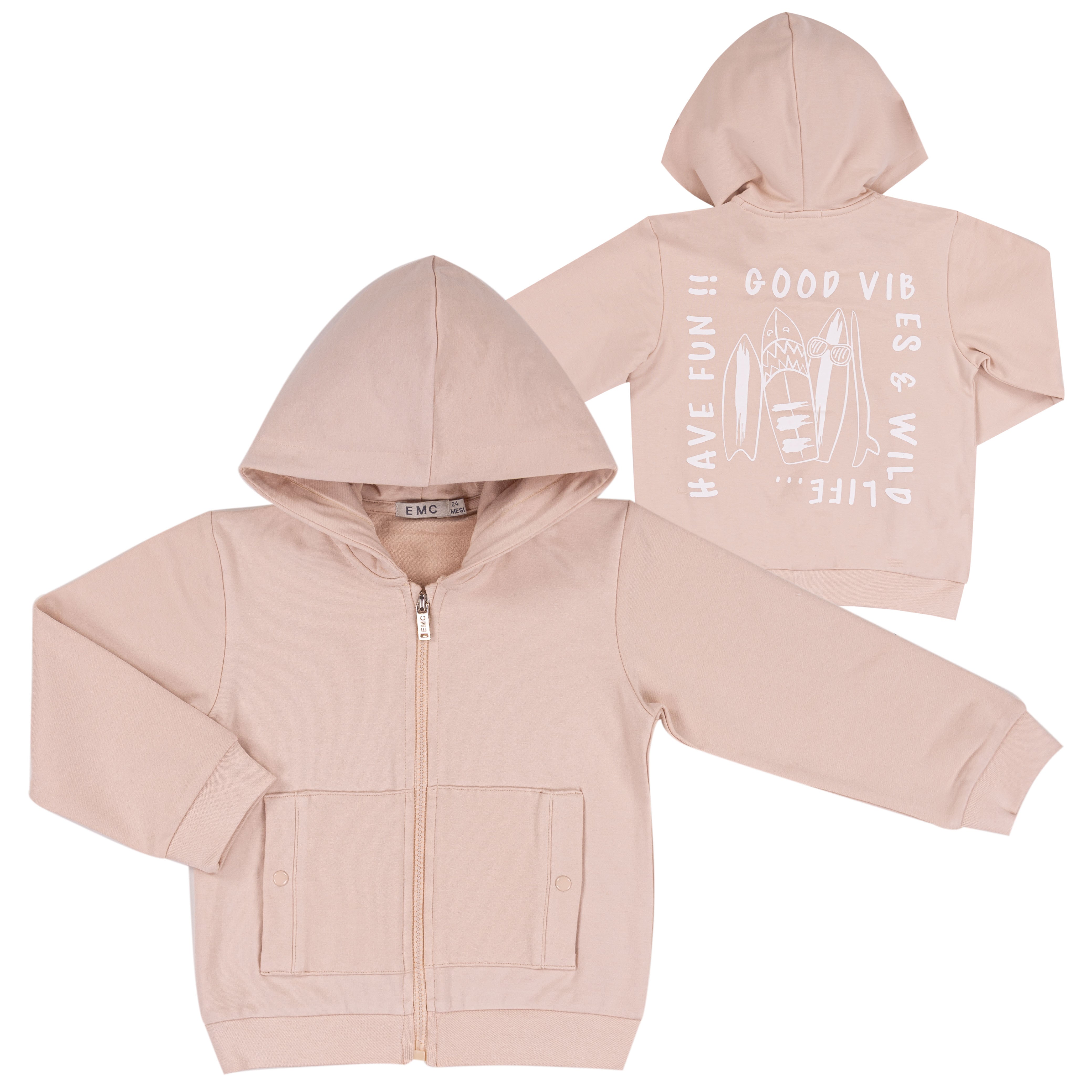 Felpa Bambino con Cappuccio e Zip "Good Vibes"
