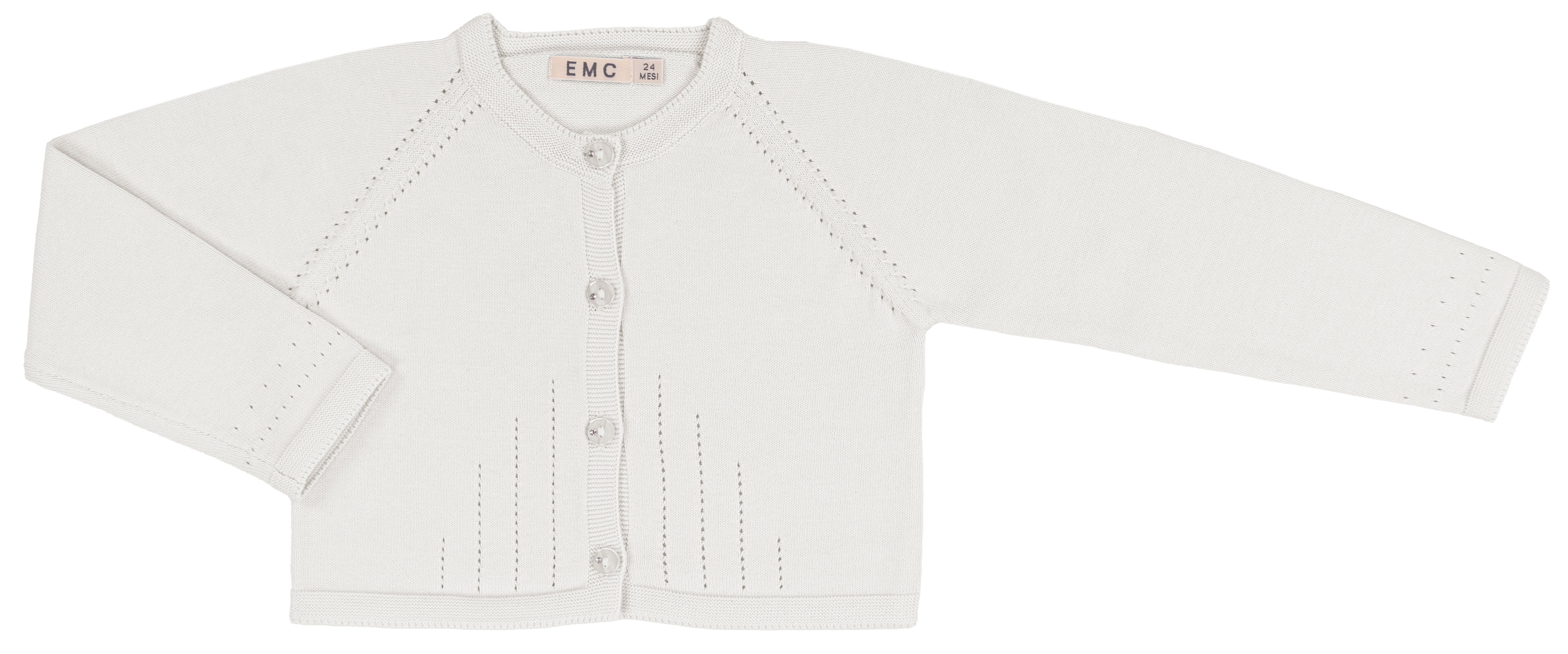 Cardigan Bambina Rosa Antico in 100% Cotone Tricot con Dettagli Traforati