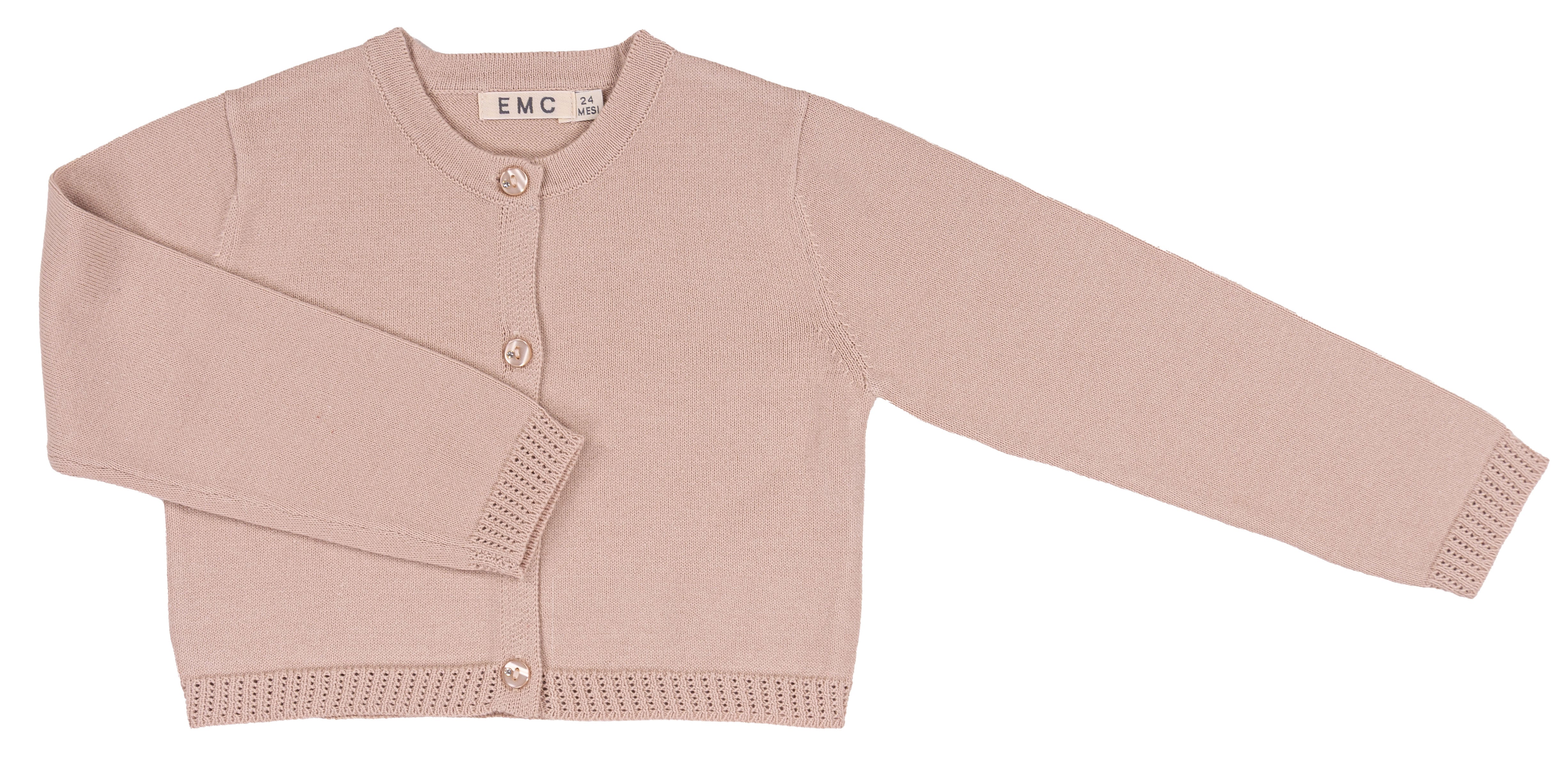 Cardigan Bambina Bianco Latte in 100% Cotone Tricot