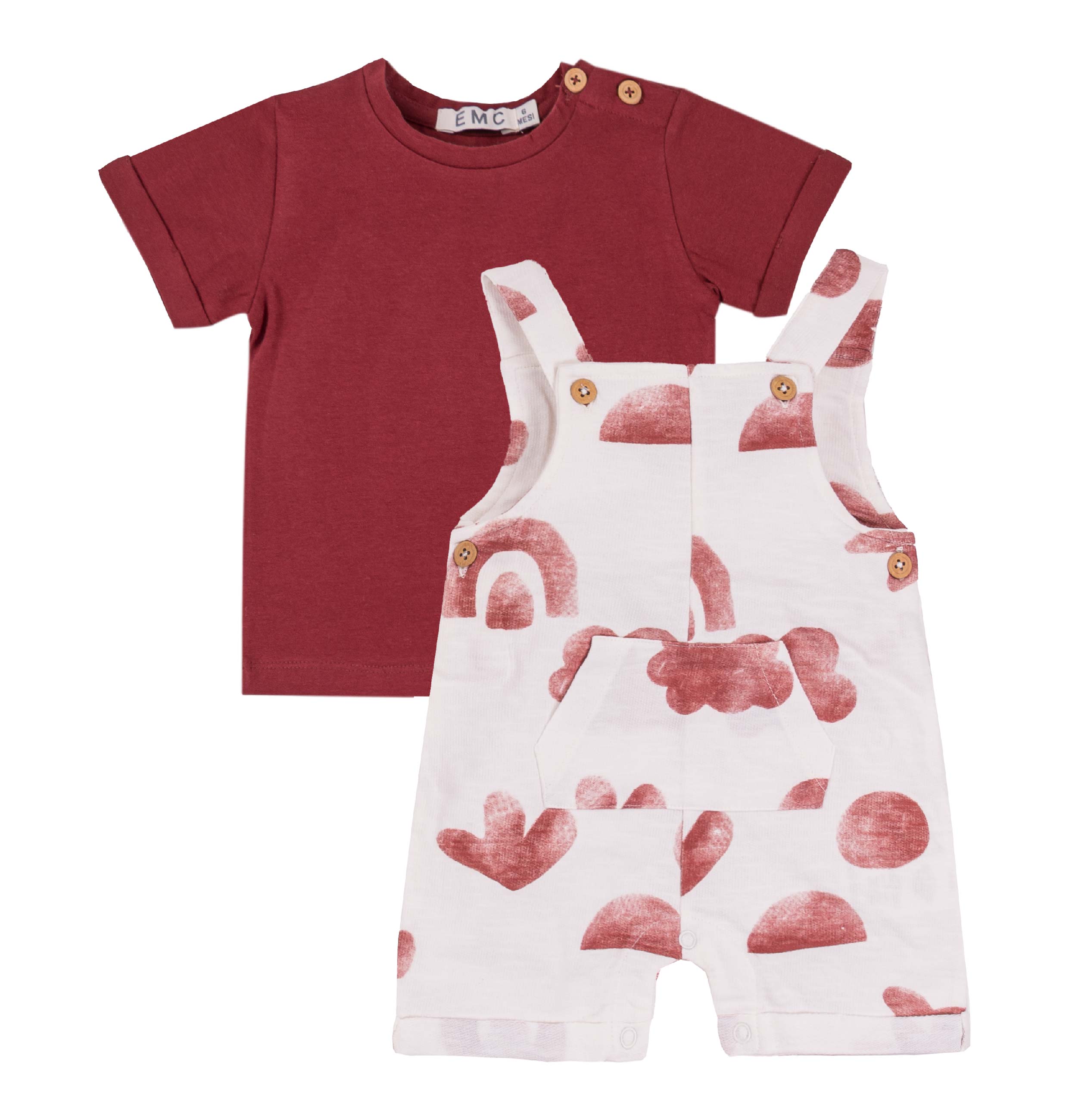 Completo Bimbo EMC 2 Pezzi | Salopette Corta e T-shirt in Jersey Stretch