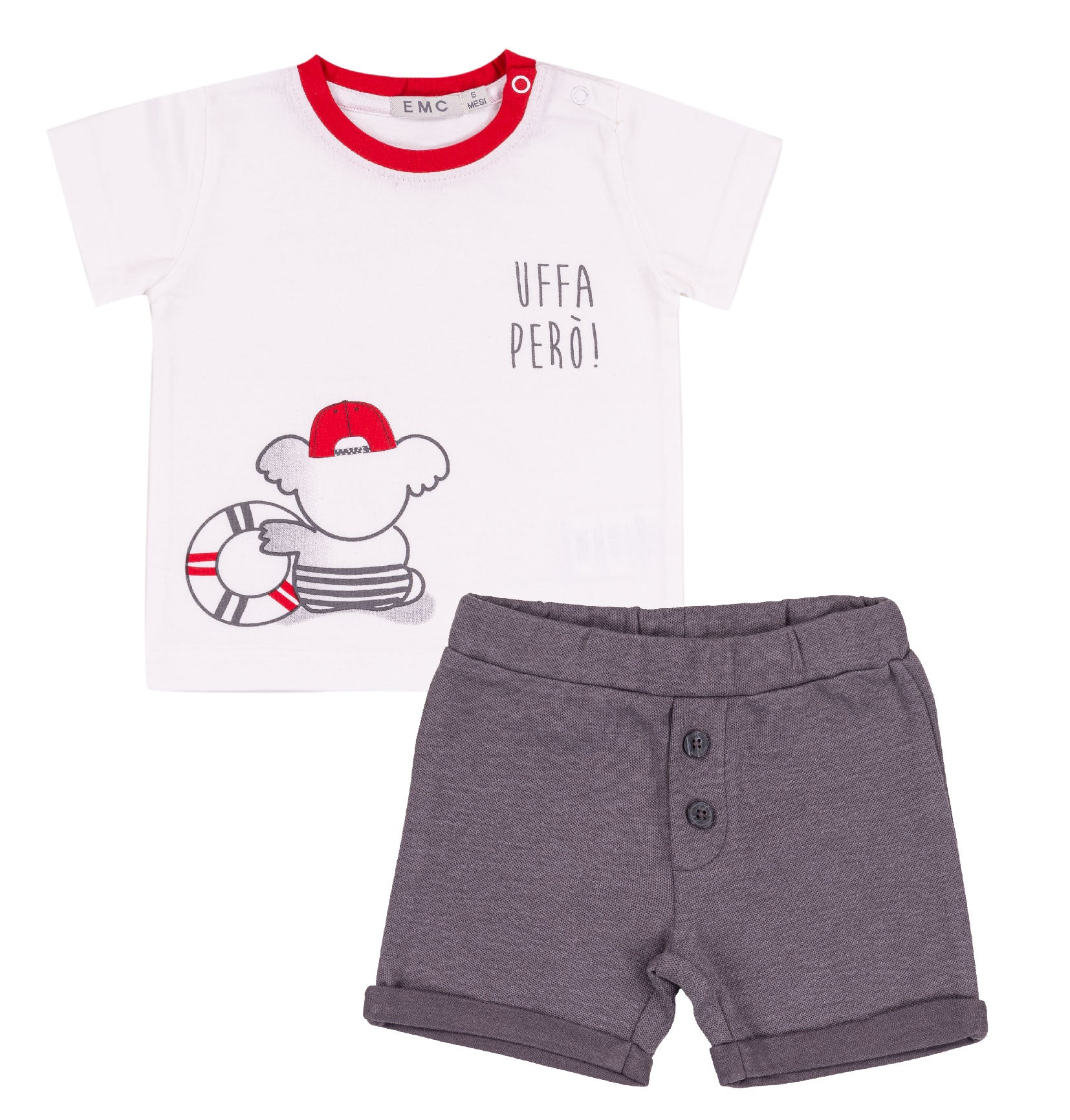 Completo Bimbo EMC "Uffa Però!" | T-shirt Koala e Shorts Grigi