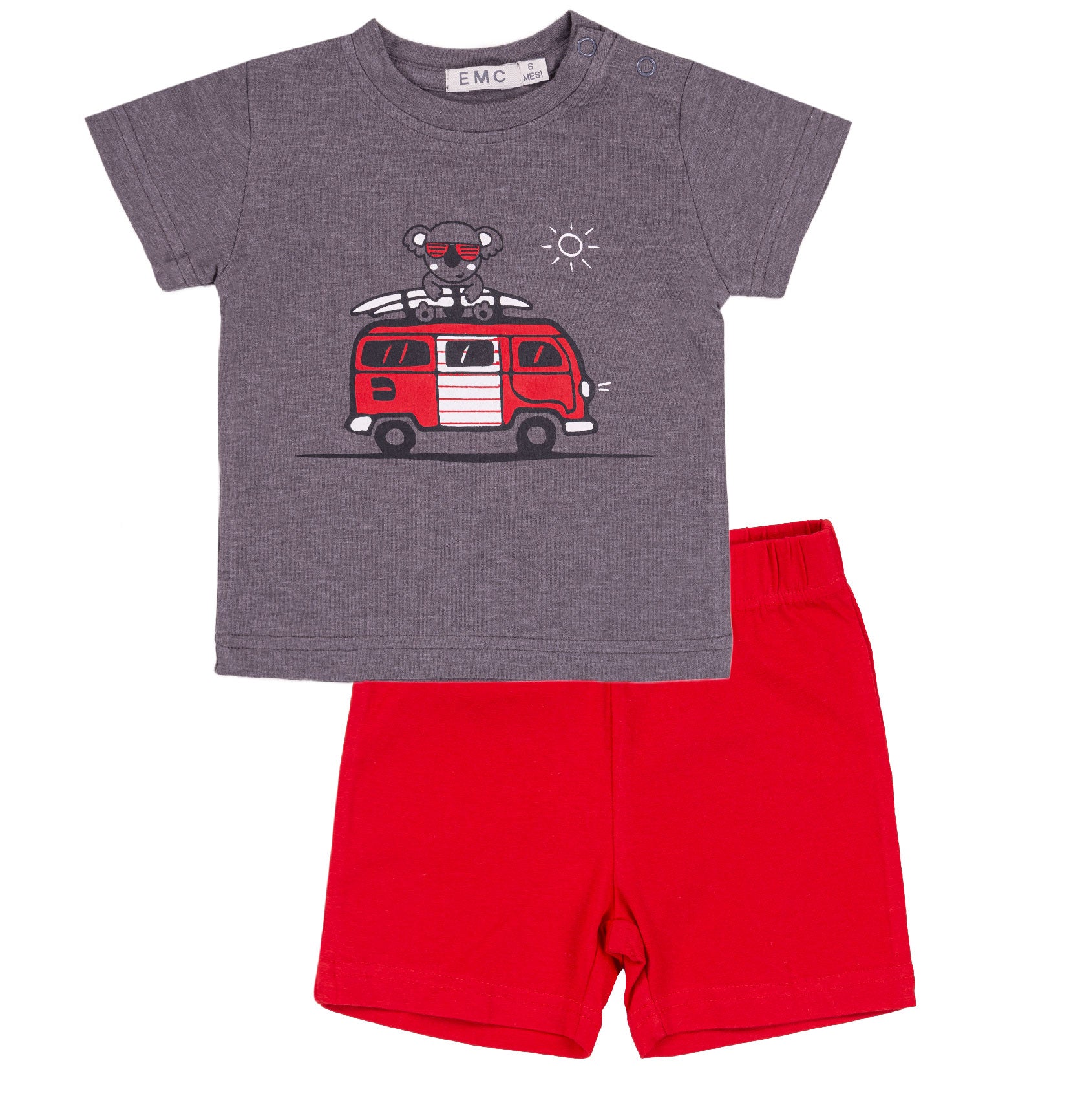 Completo Bimbo EMC "Koala Trip" | T-shirt Van e Shorts Rossi