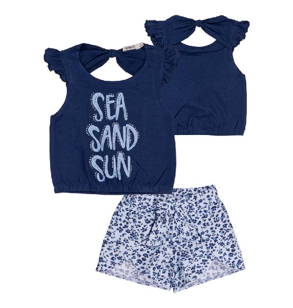Completo Bimba EMC "Sea Sand Sun" | Top con Schiena Scoperta e Shorts Floreali